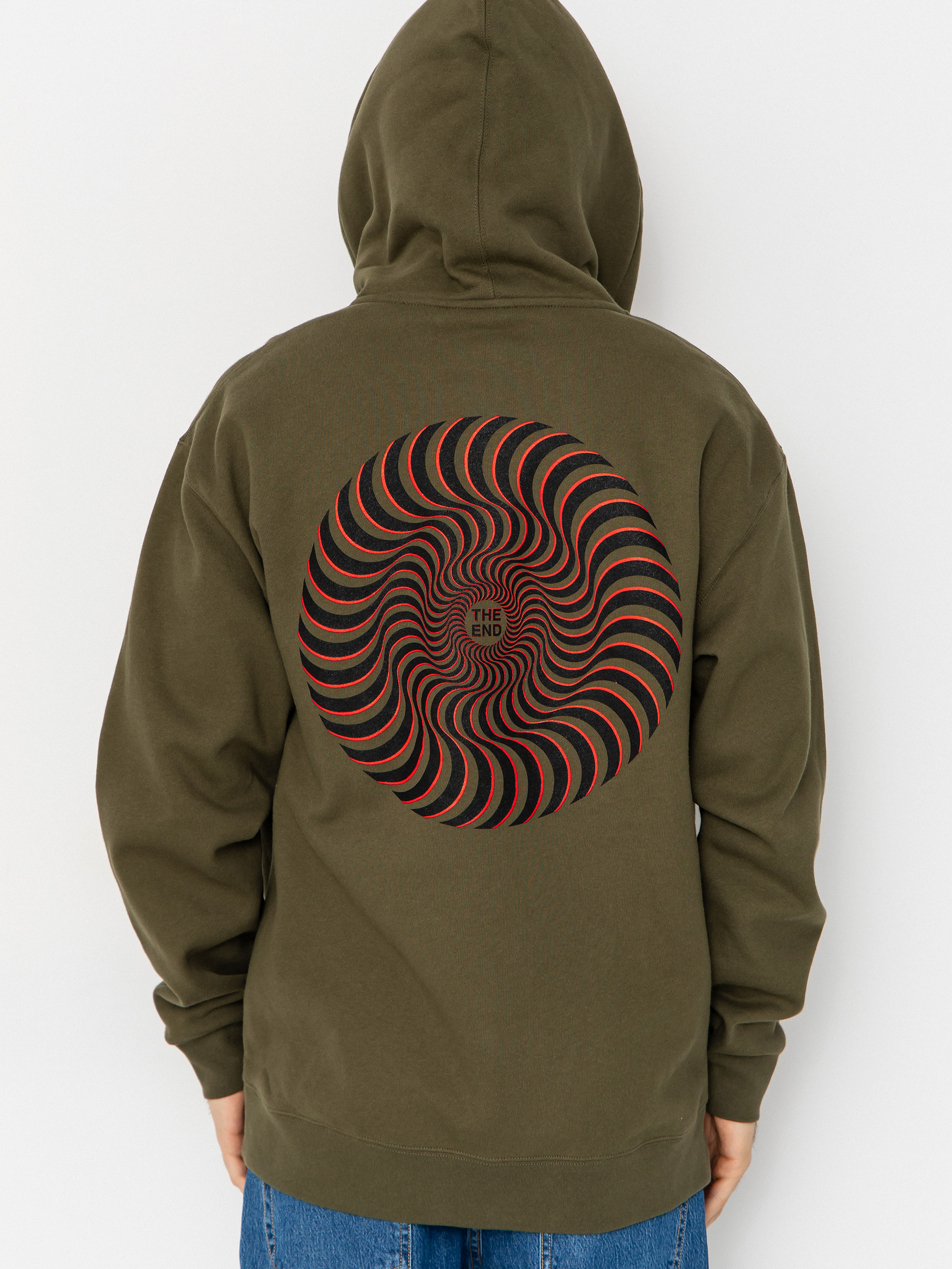 Mikina s kapucňou Spitfire Classic Swirl Overlay ZHD (army w/black red prints)