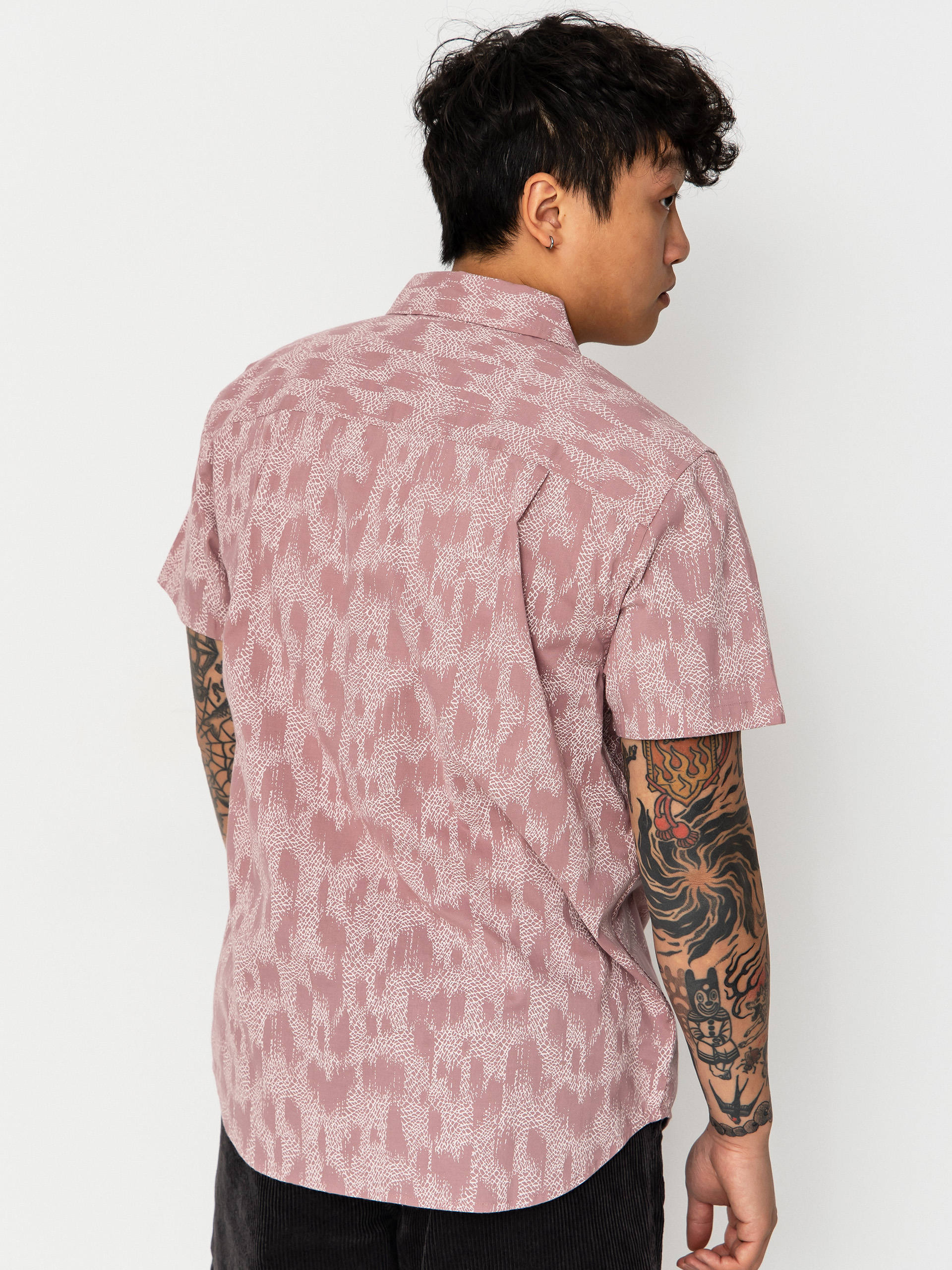 Košeľa Brixton Charter Print (dark pink/silver crackle paint)
