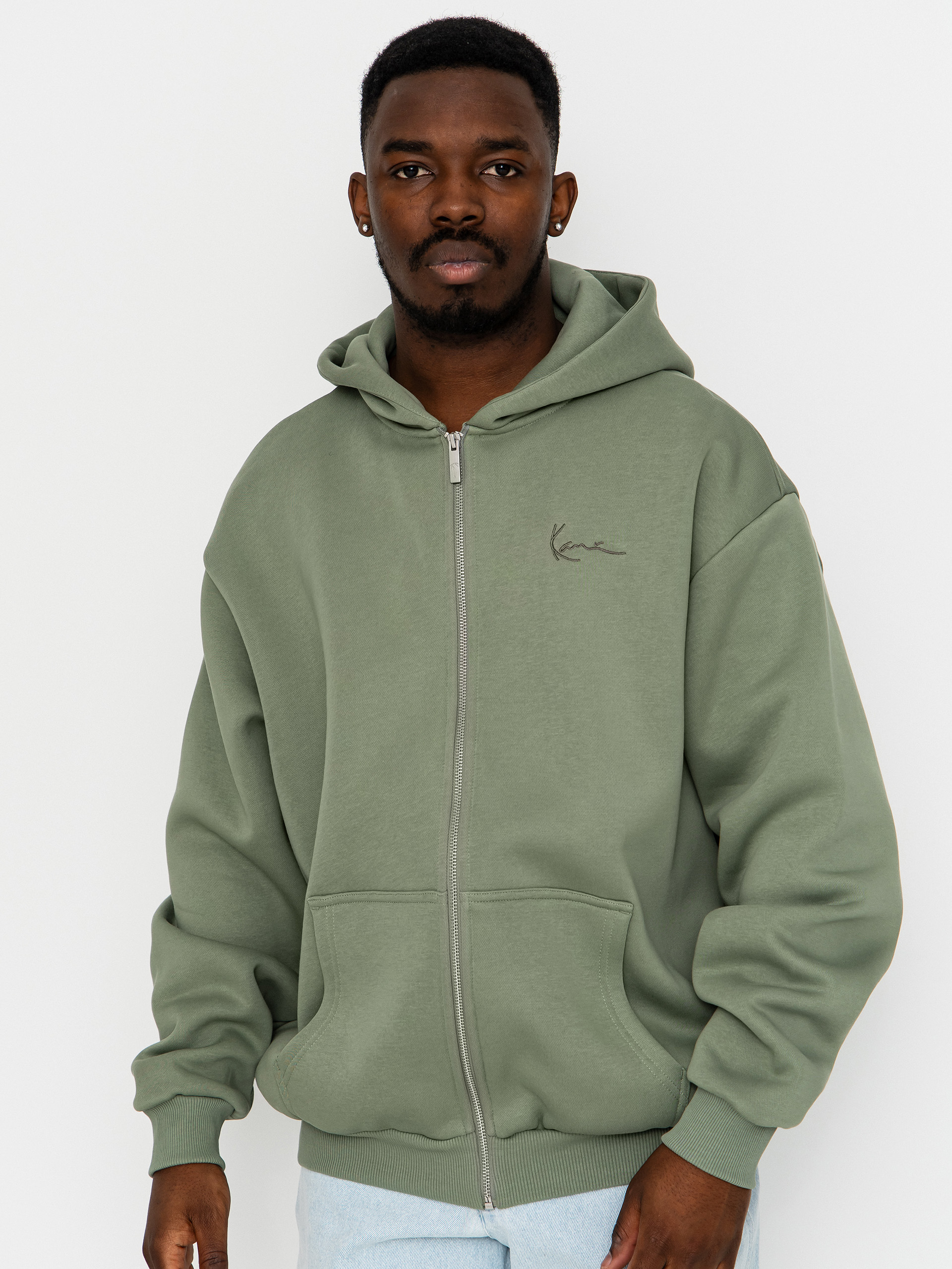 Mikina s kapucu0148ou Karl Kani Small Signature Essential ZHD (green)