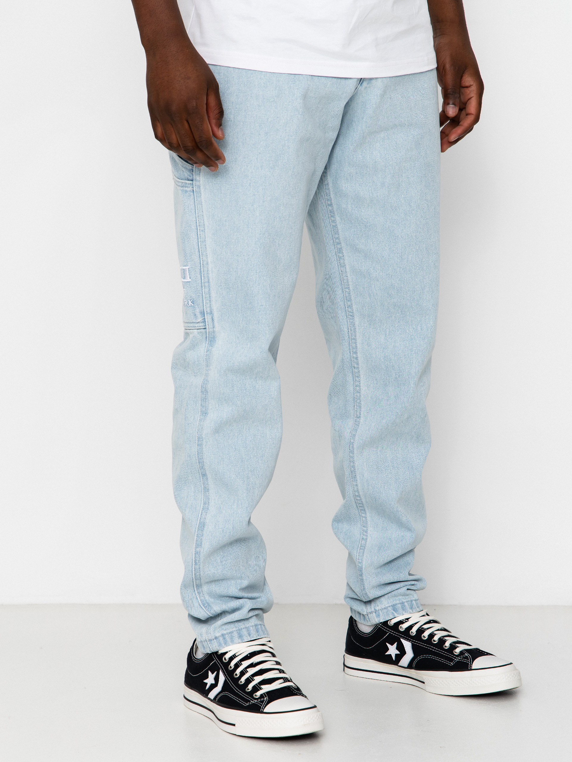 Nohavice Karl Kani Retro Tapered Workwear Denim (bleached blue)