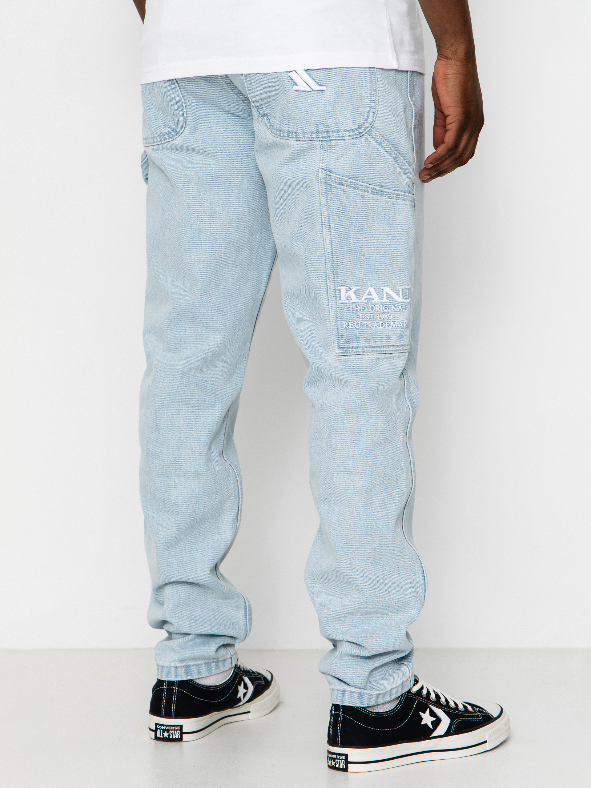 Nohavice Karl Kani Retro Tapered Workwear Denim (bleached blue)