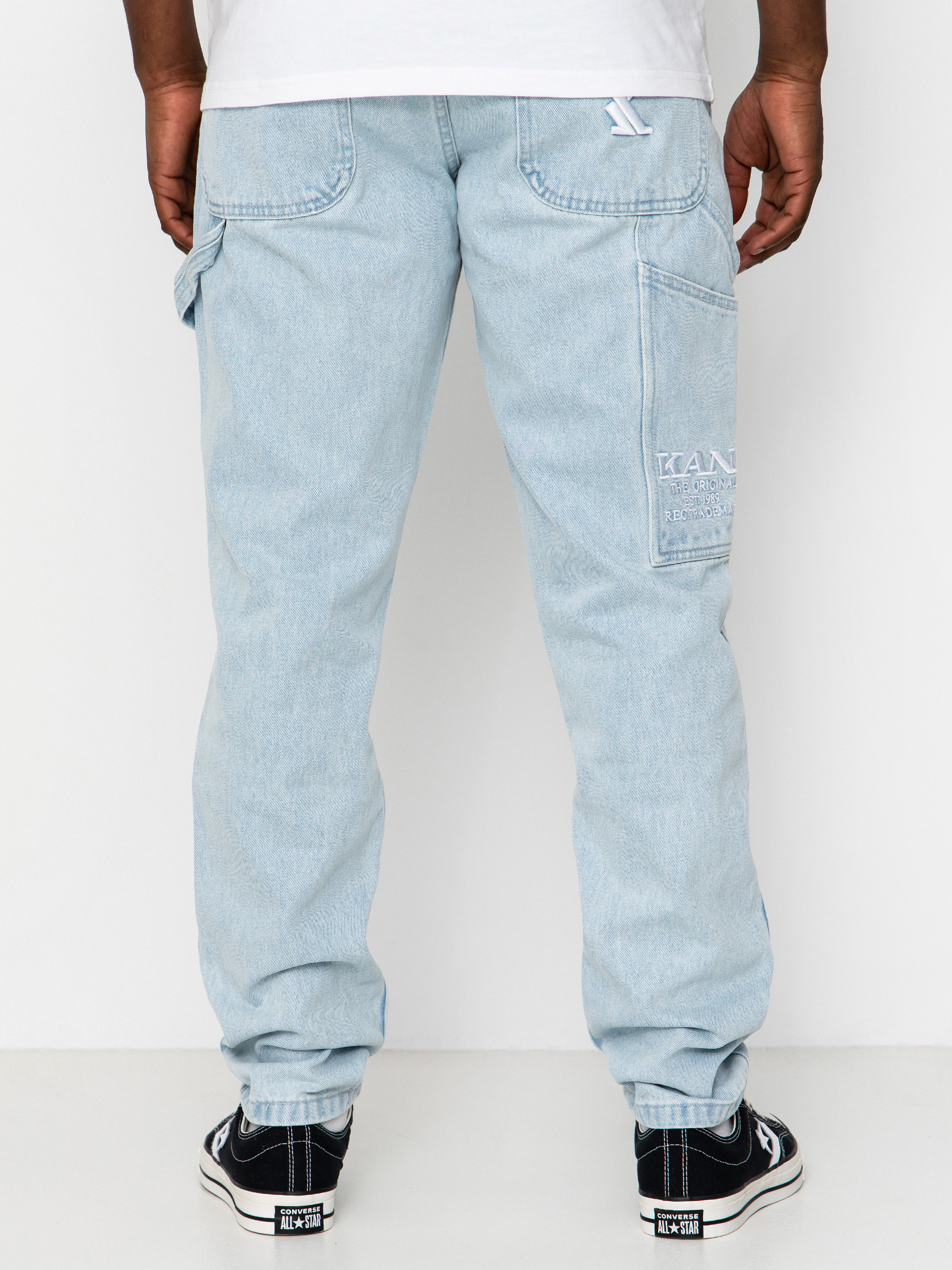 Nohavice Karl Kani Retro Tapered Workwear Denim (bleached blue)