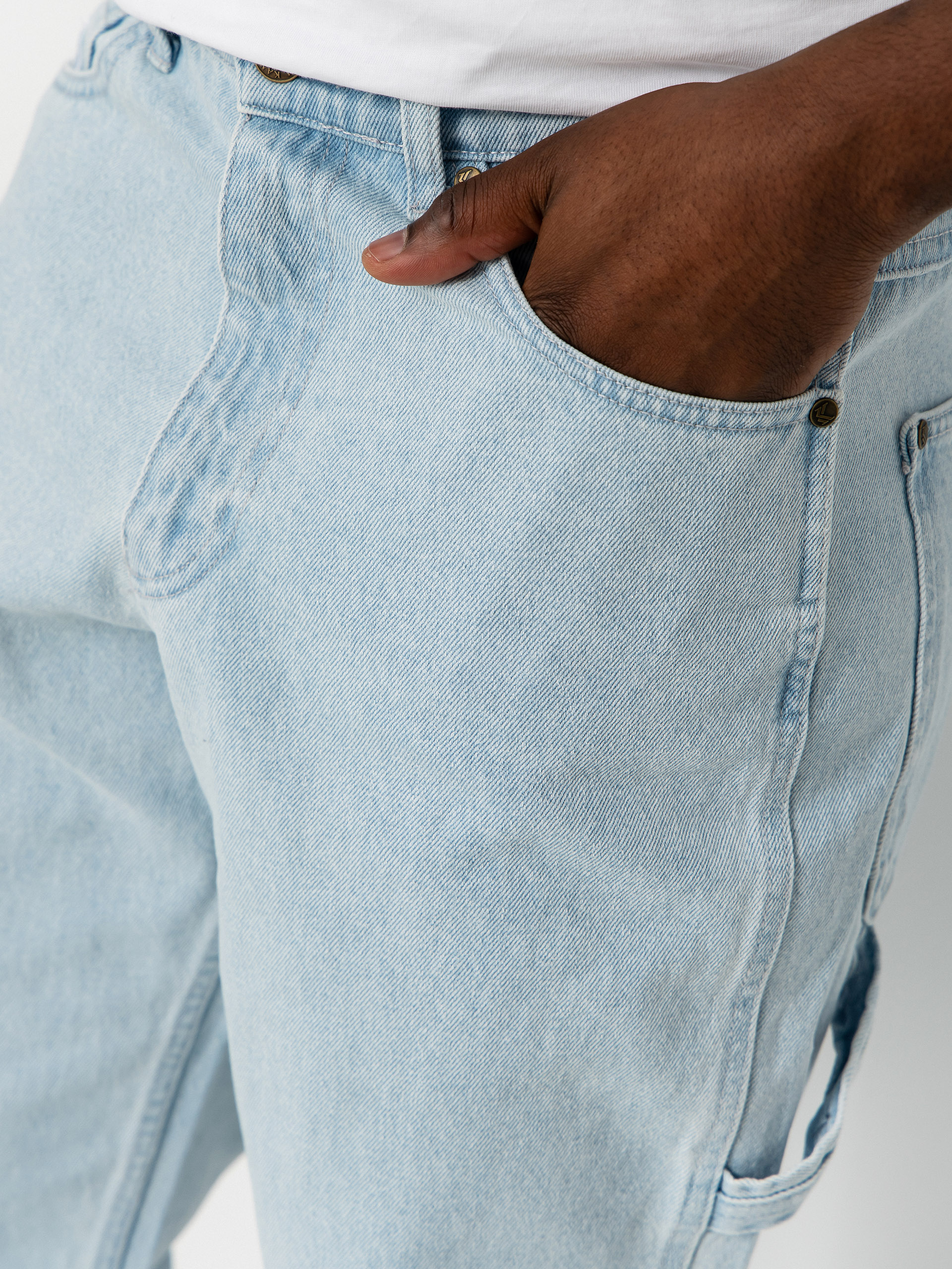 Nohavice Karl Kani Retro Tapered Workwear Denim (bleached blue)