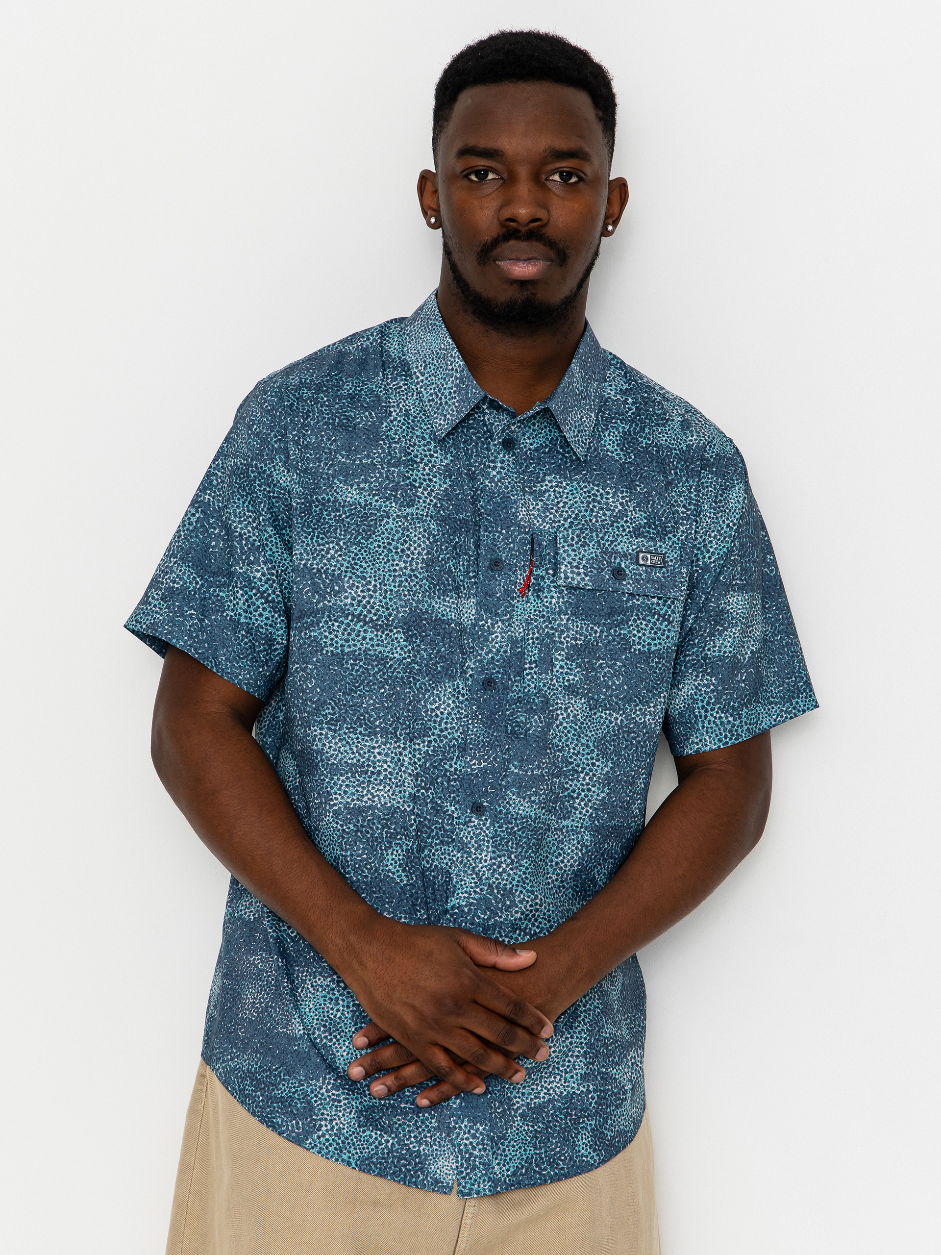 Kou0161eu013ea Salty Crew Flagship Uv Button Up (dark navy)