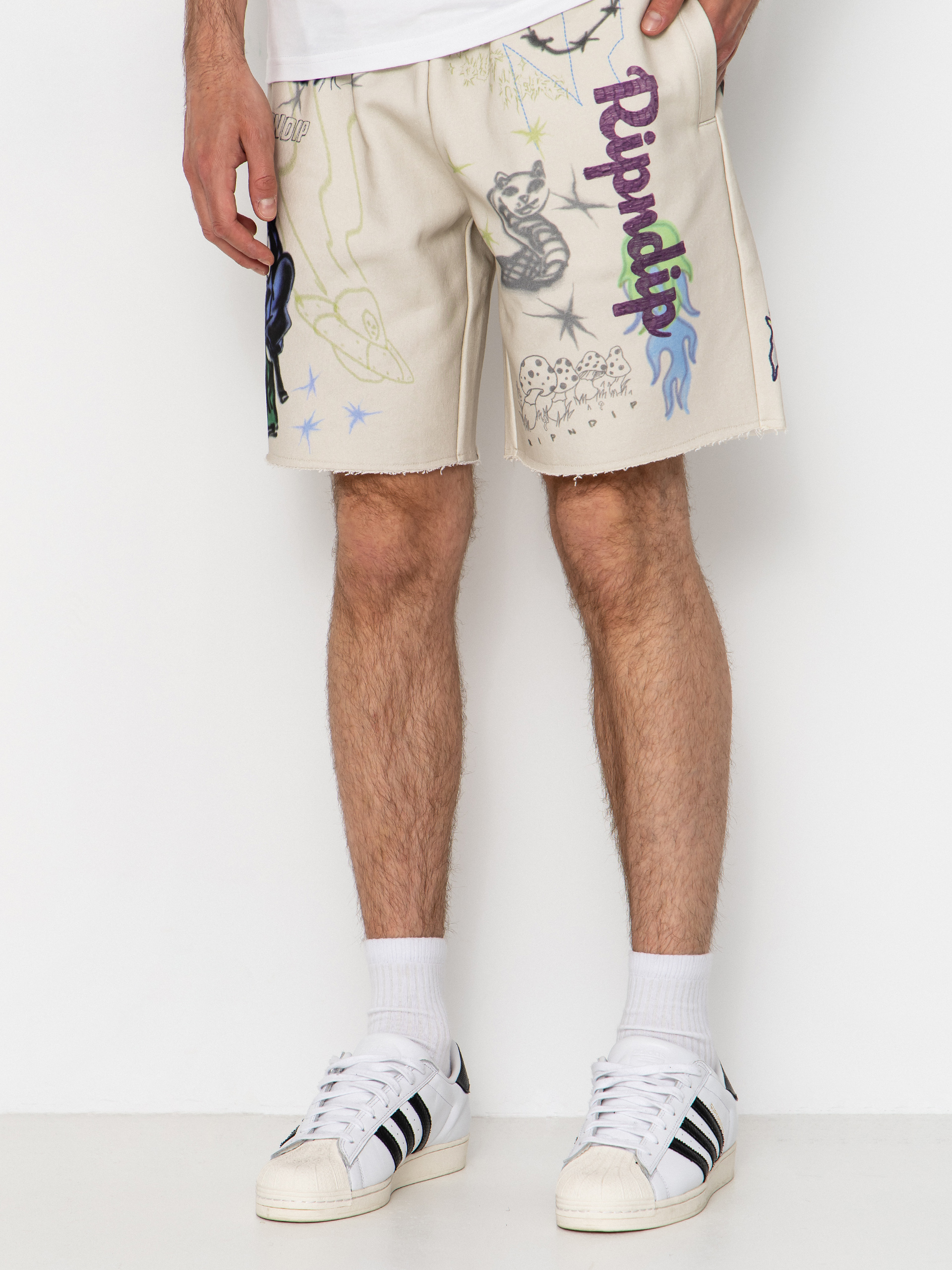 Kraťasy RipNDip Goosebumps Raw Edge (bone)