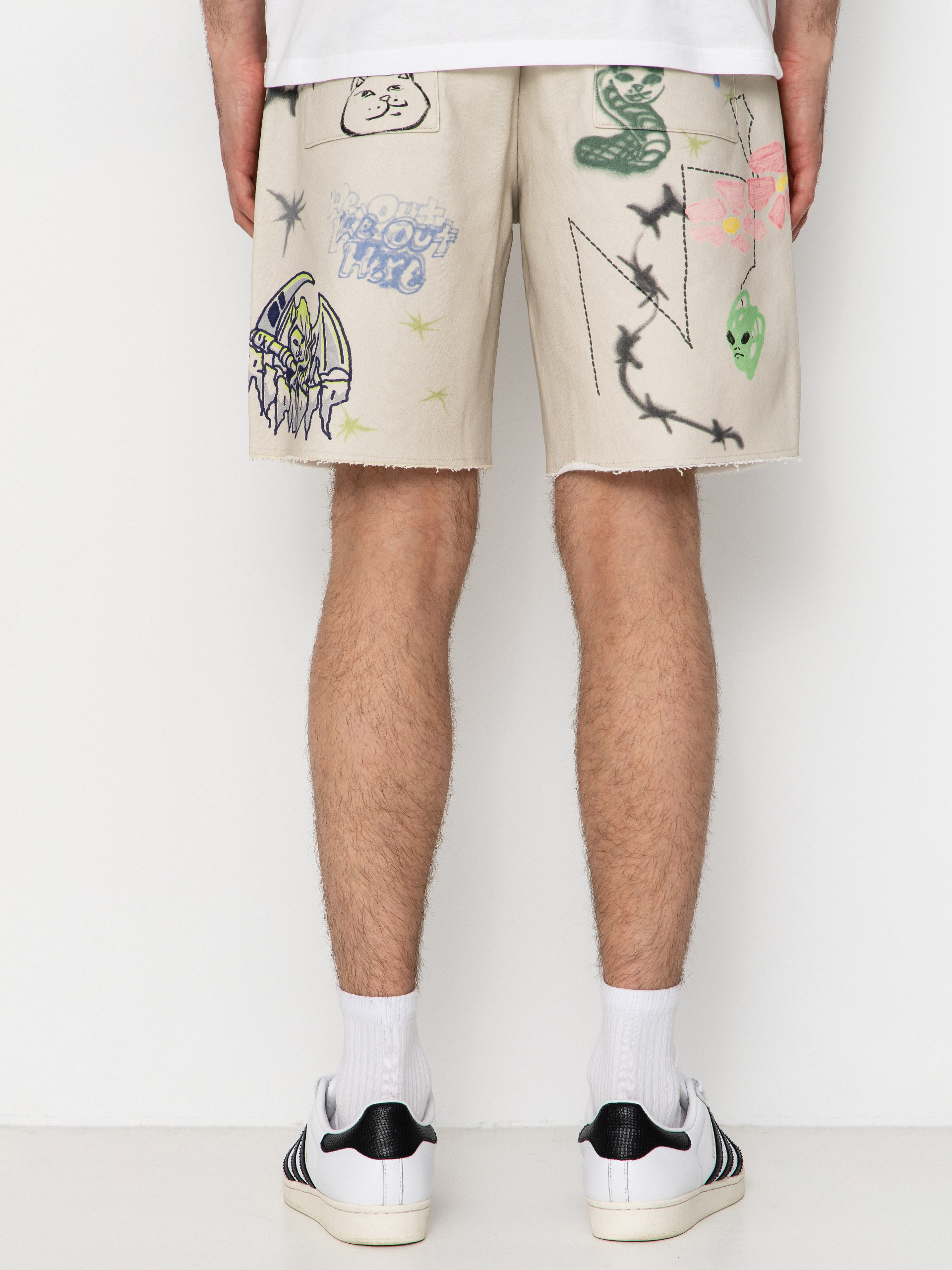 Kraťasy RipNDip Goosebumps Raw Edge (bone)