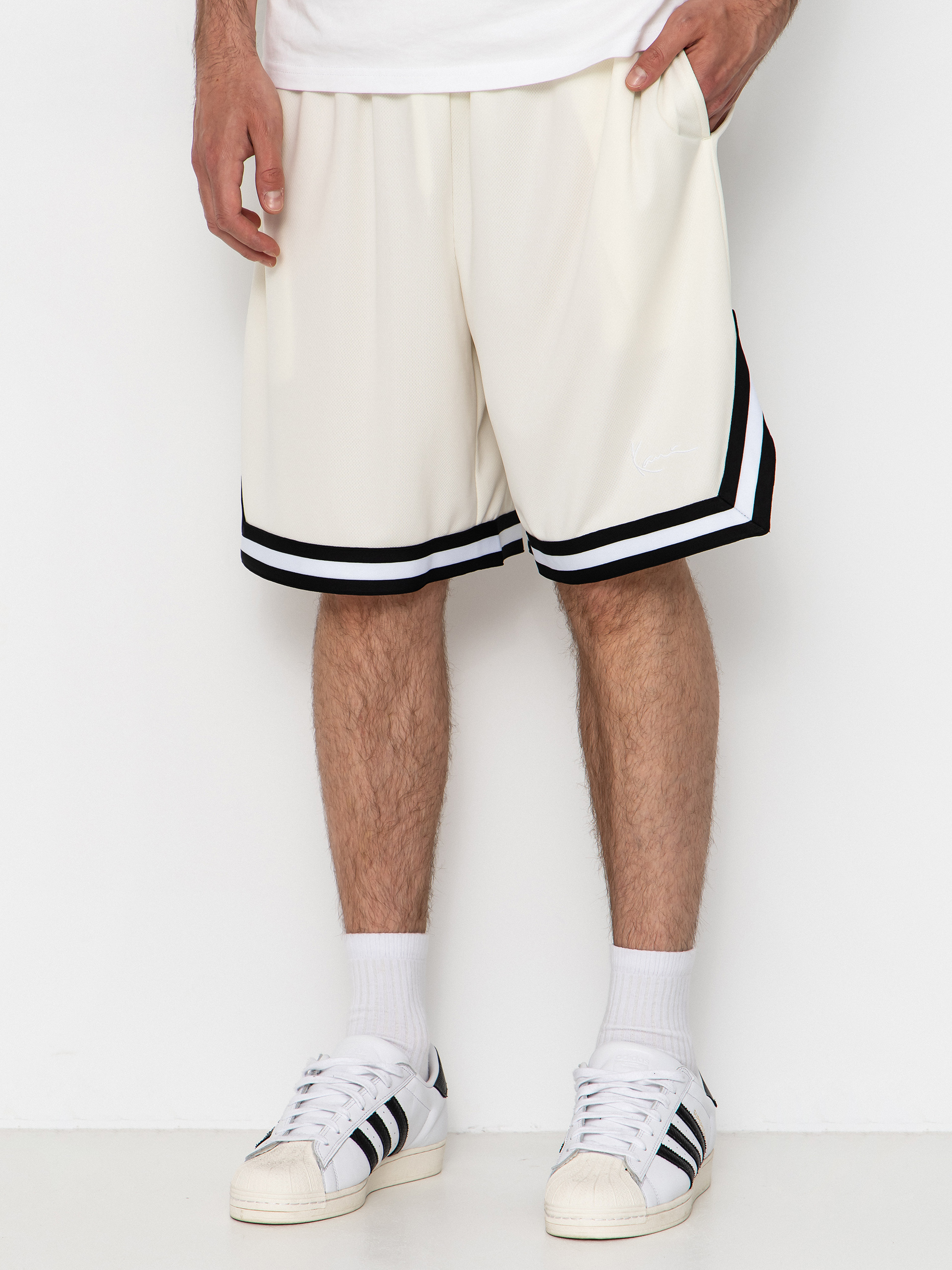 Kraťasy Karl Kani Small Signature Essential Mesh (off white)