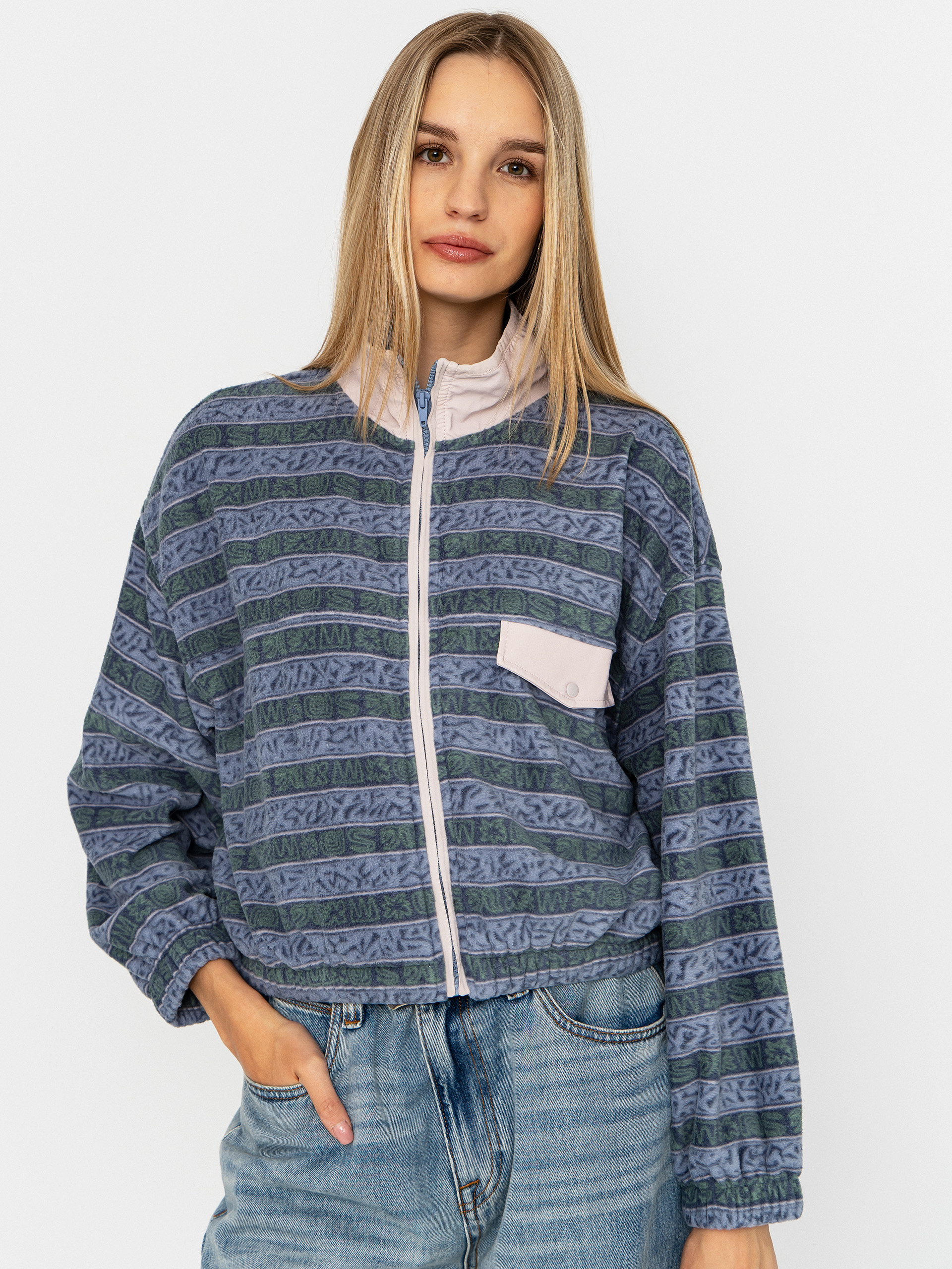 Flu00edsovu00e1 mikina Quiksilver Kedai FZ Wmn (ashley blue kedai stripe)