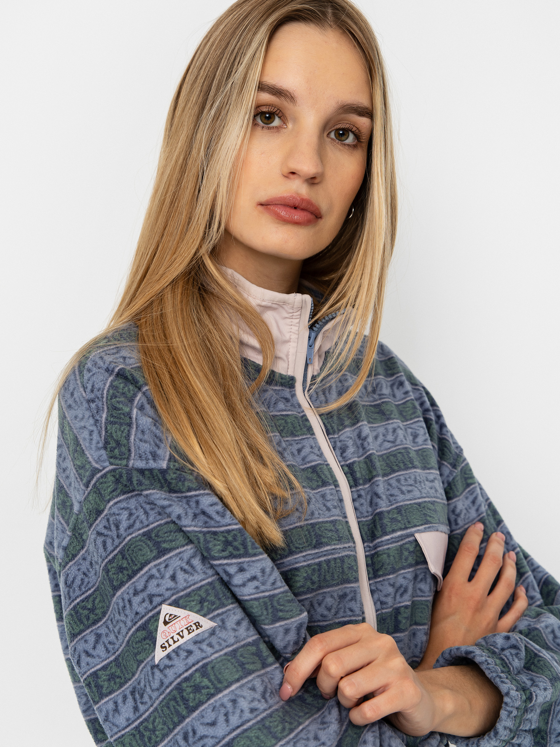 Dámsky Flísová mikina Quiksilver Kedai FZ (ashley blue kedai stripe)