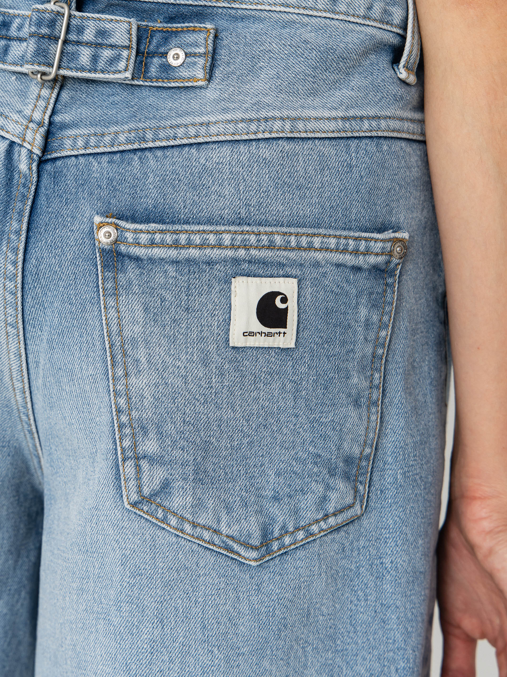 Kraťasy Carhartt WIP Belmont Wmn (blue heavy worn bleached)