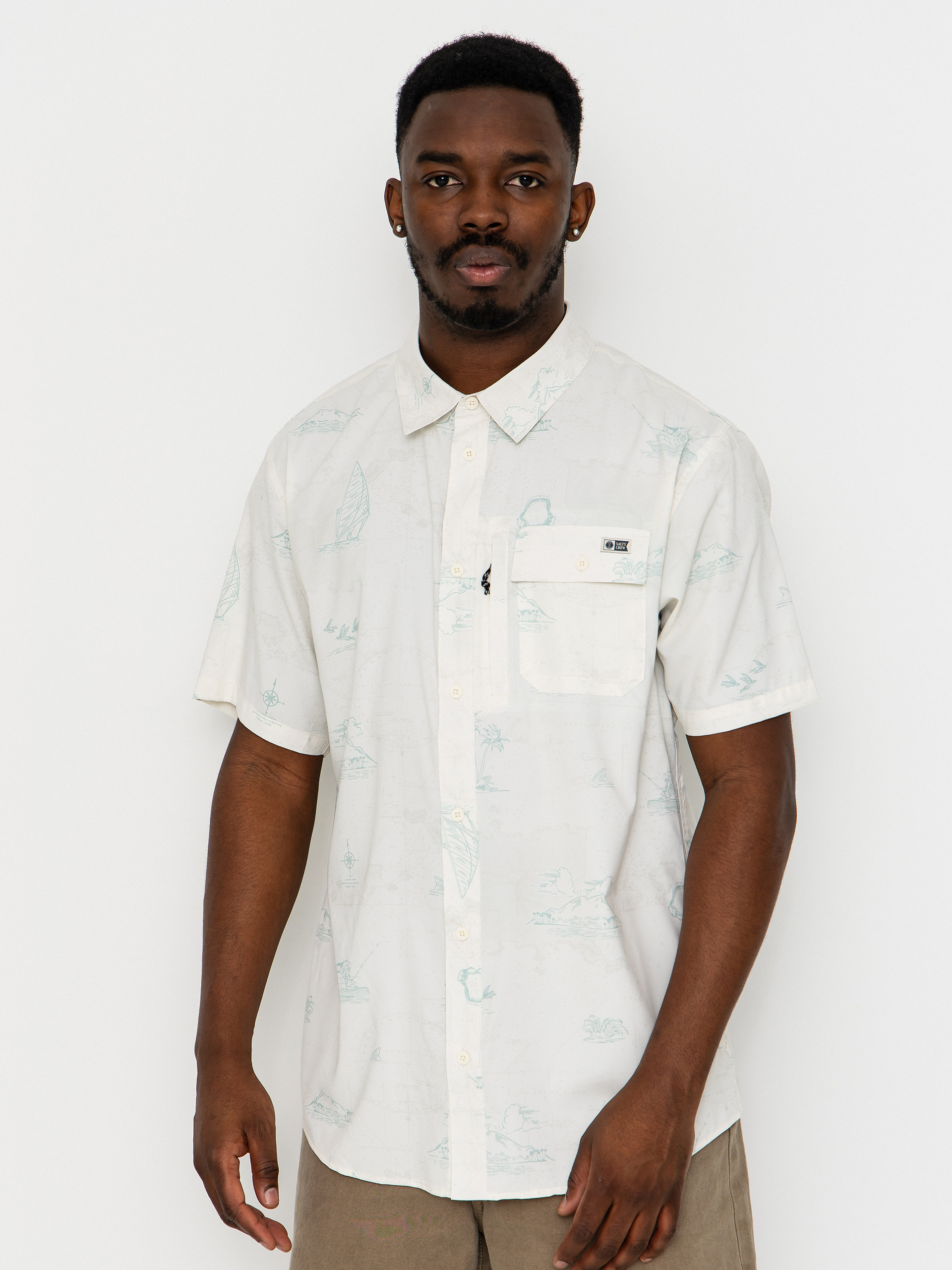 Kou0161eu013ea Salty Crew Flagship Uv Button Up (white)