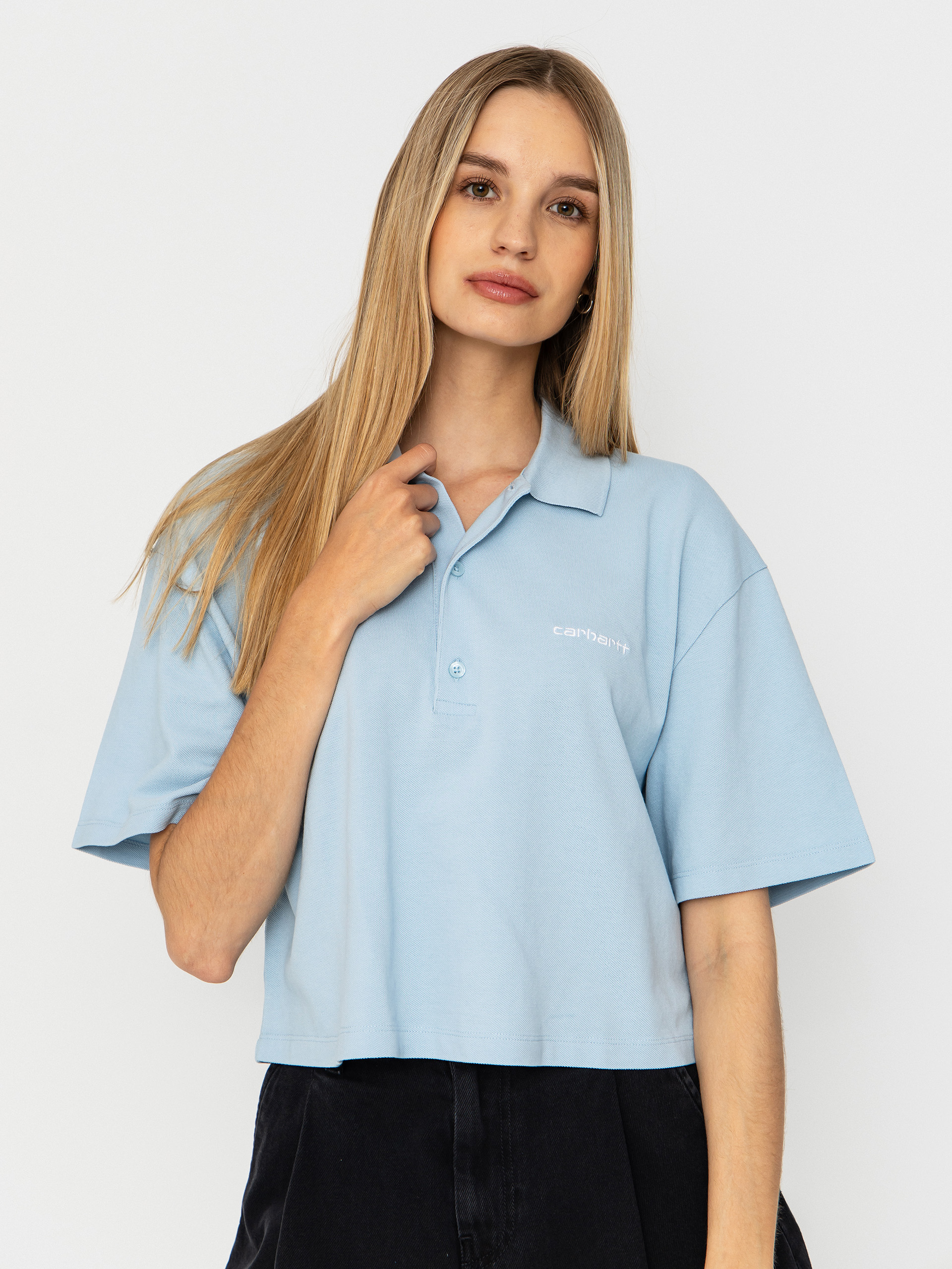Tričko Carhartt WIP Script Polo Wmn (icaria/white)