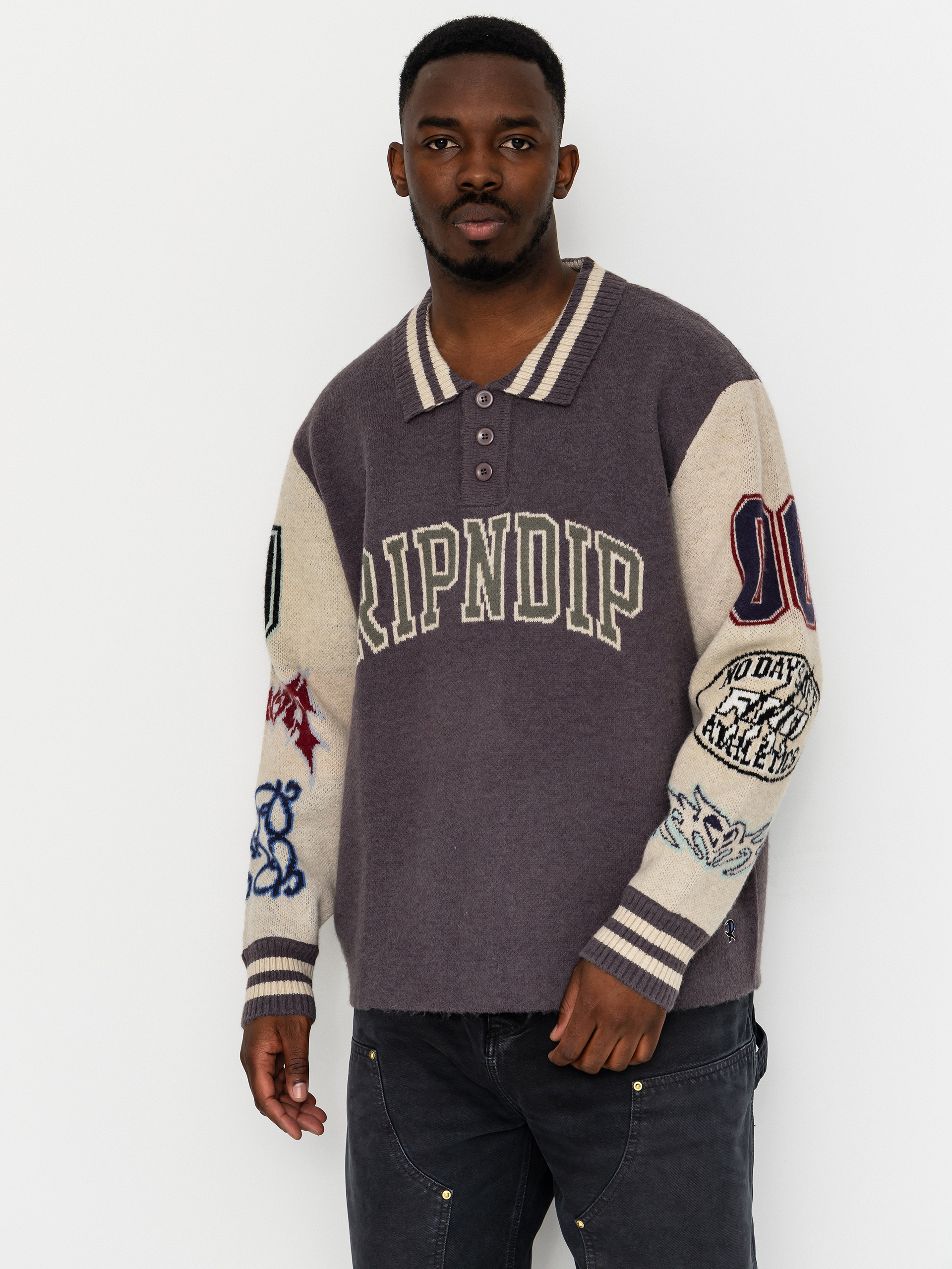 Sveter RipNDip Run It Up Knit (charoal cream)