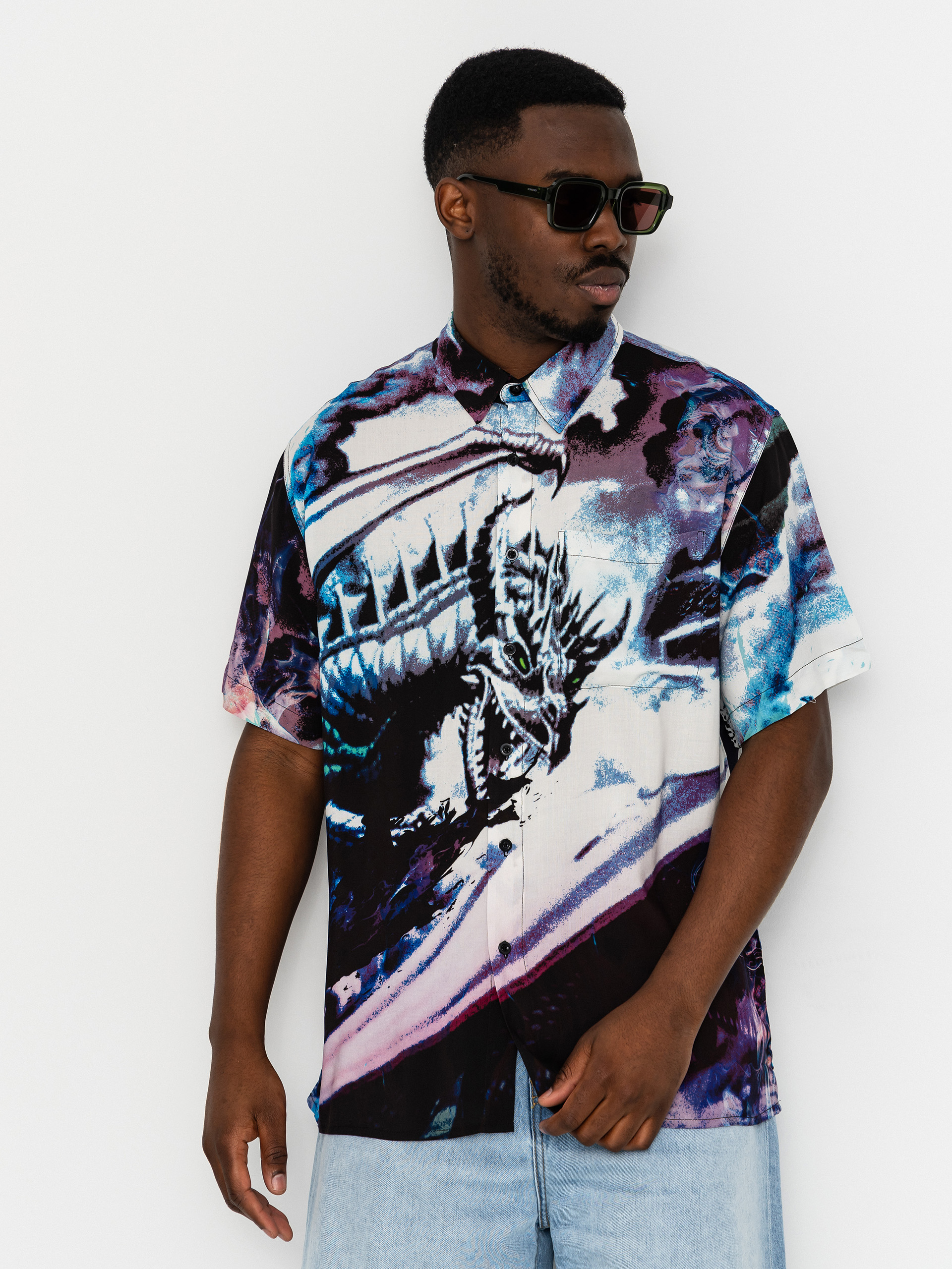 Košeľa Deathwish Inferno Button Up (black aop)