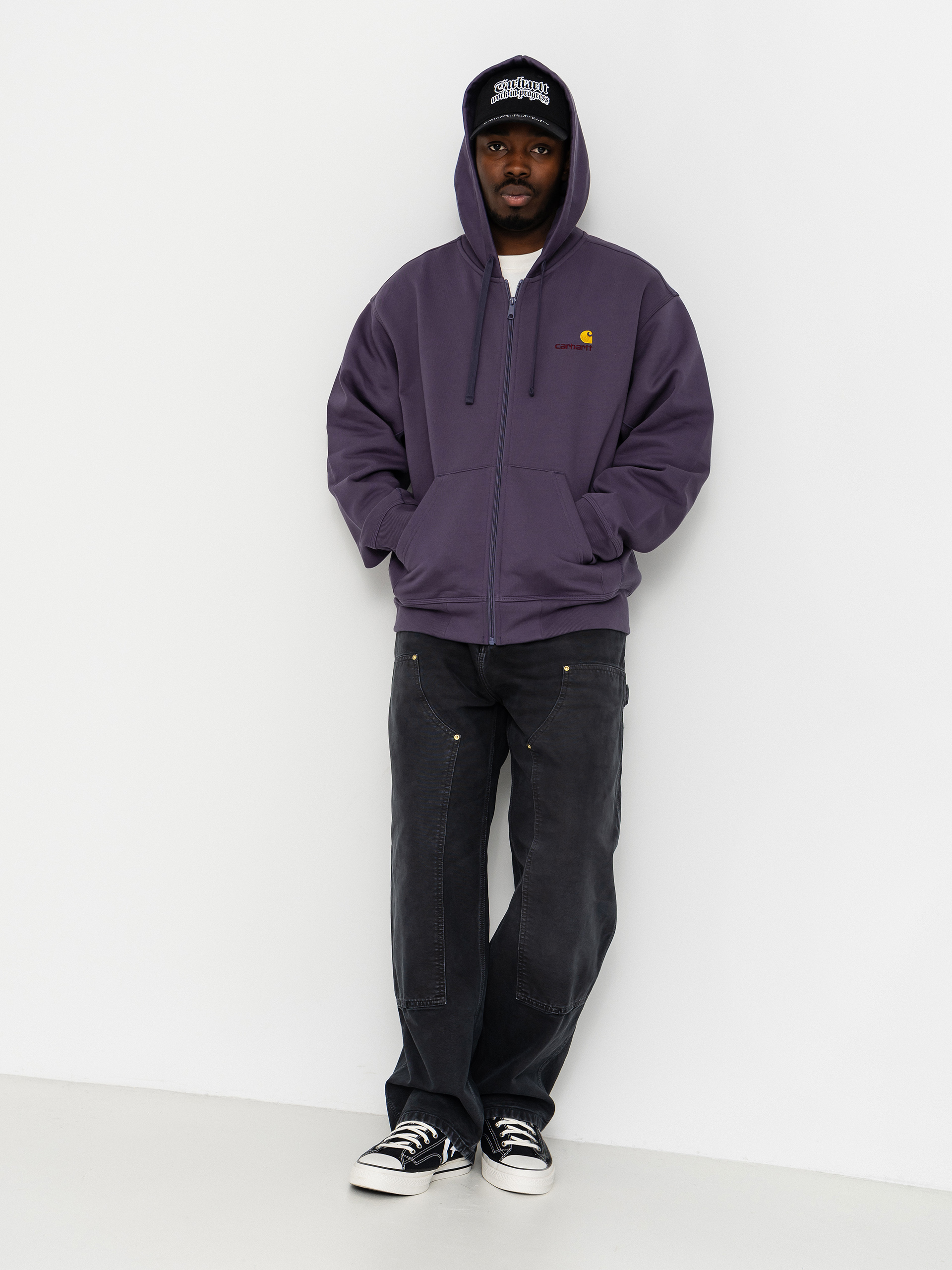 Mikina s kapucňou Carhartt WIP American Script ZHD (shady purple)