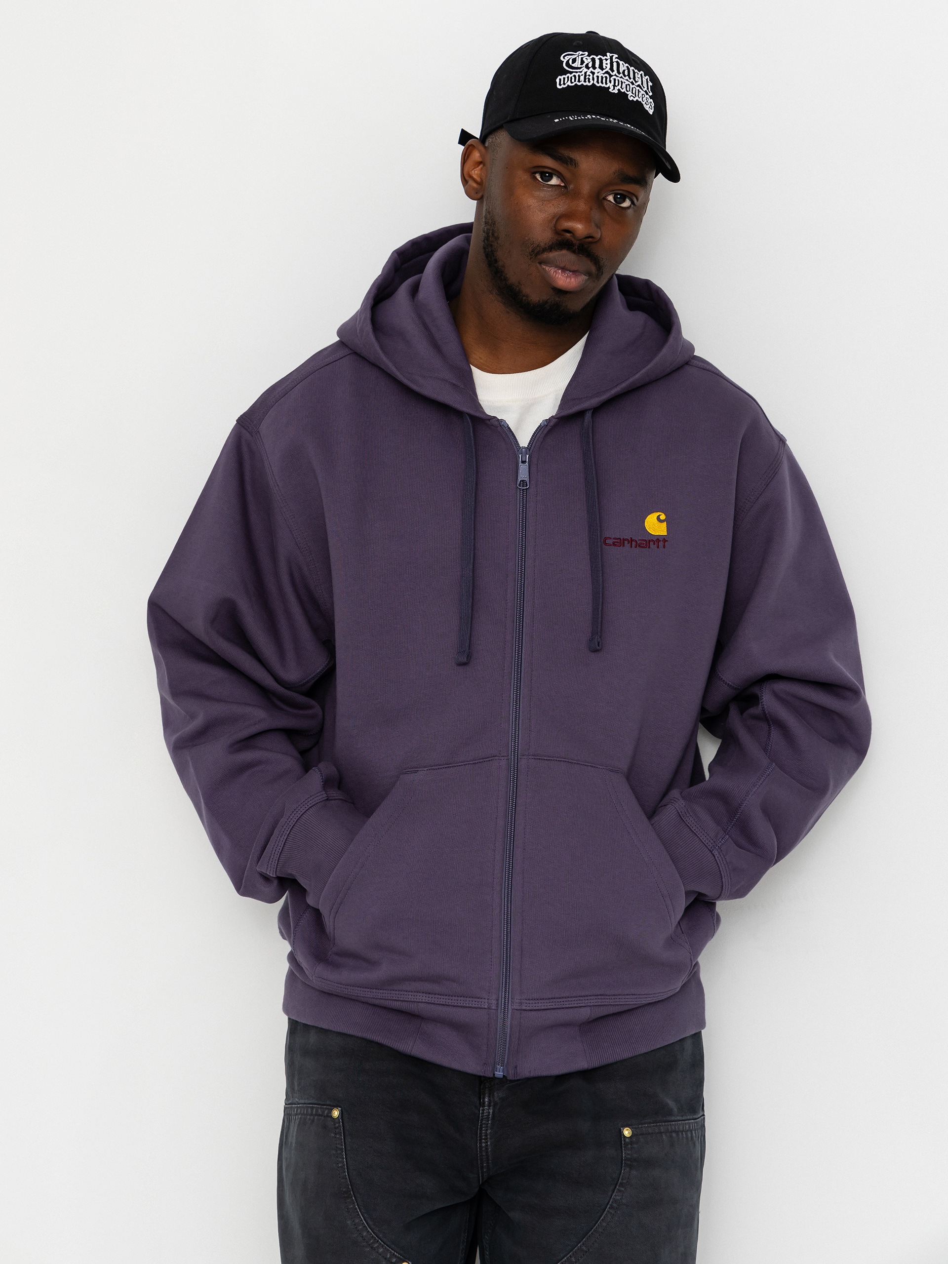 Mikina s kapucňou Carhartt WIP American Script ZHD (shady purple)