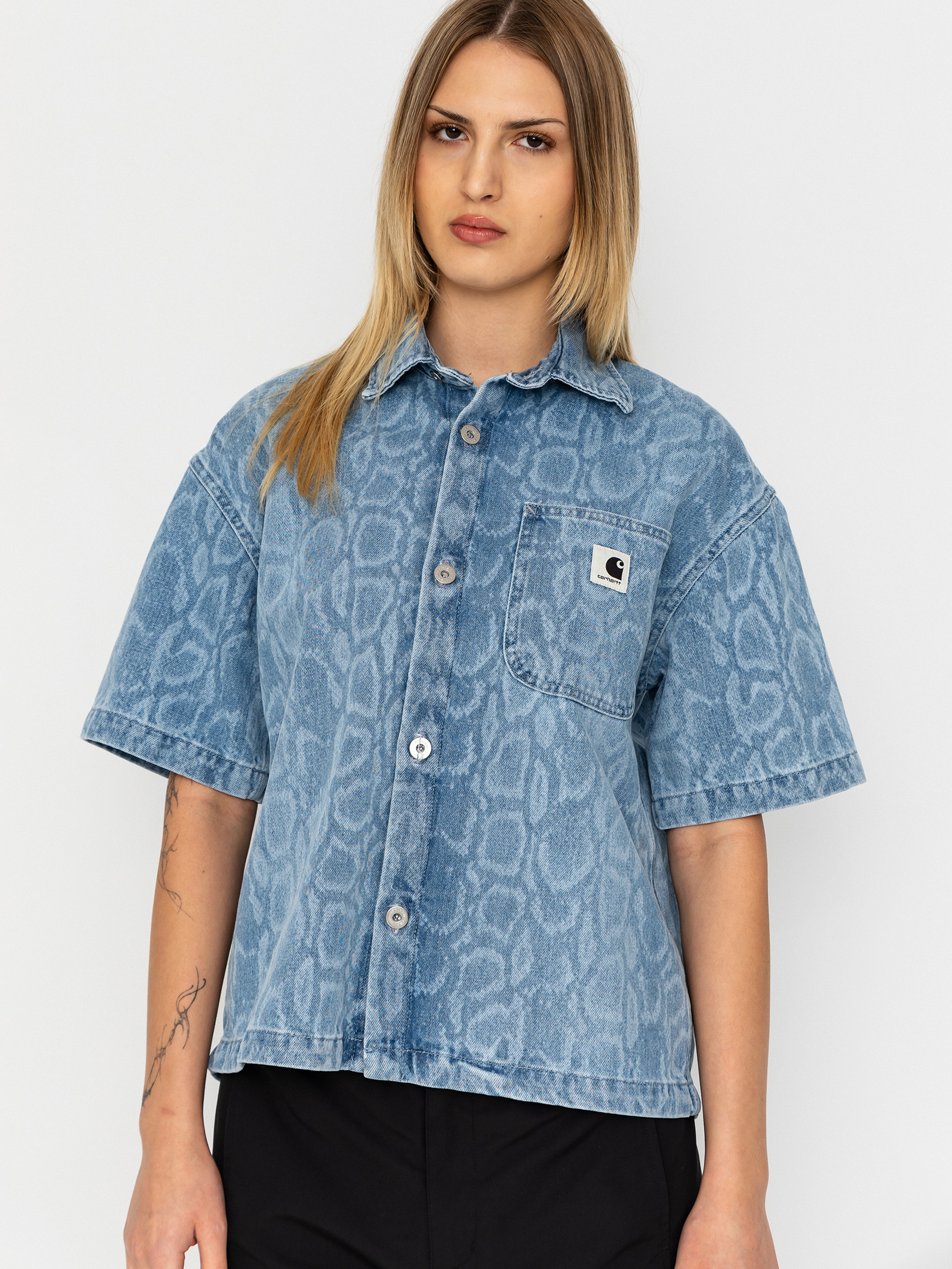 Košeľa Carhartt WIP Snake Lovilia Wmn (snake camo blue)
