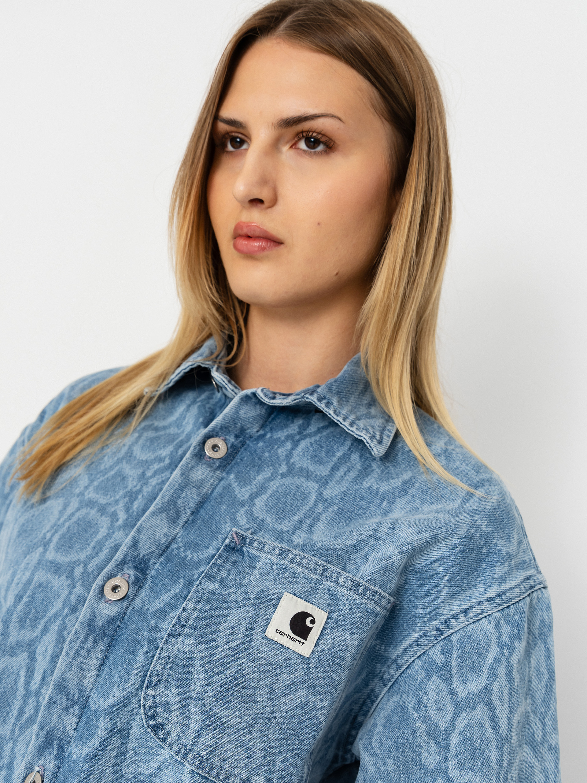 Košeľa Carhartt WIP Snake Lovilia Wmn (snake camo blue)