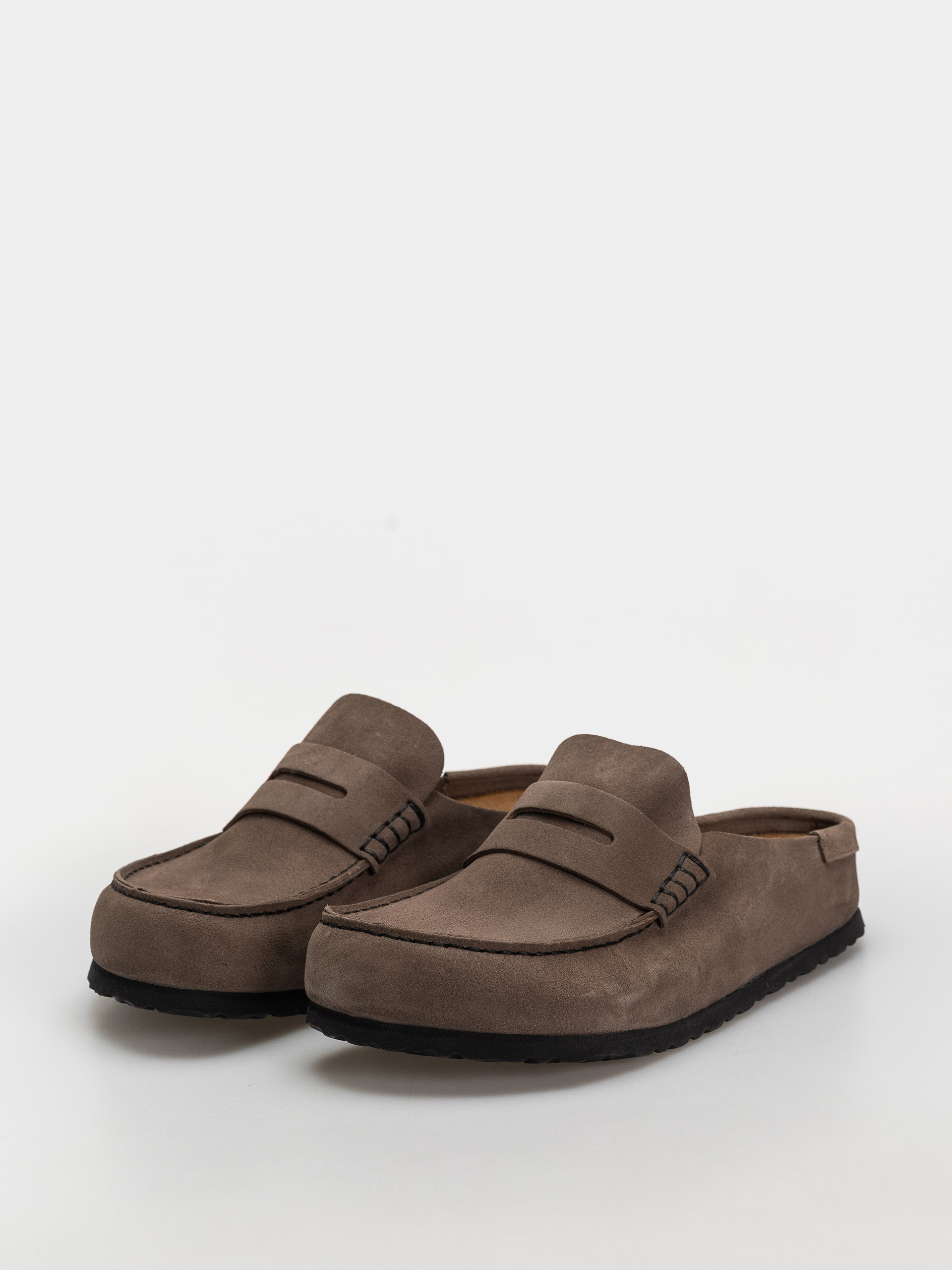 Šľapky Birkenstock Naples Wrapped Suede Leather Regular (concrete gray)