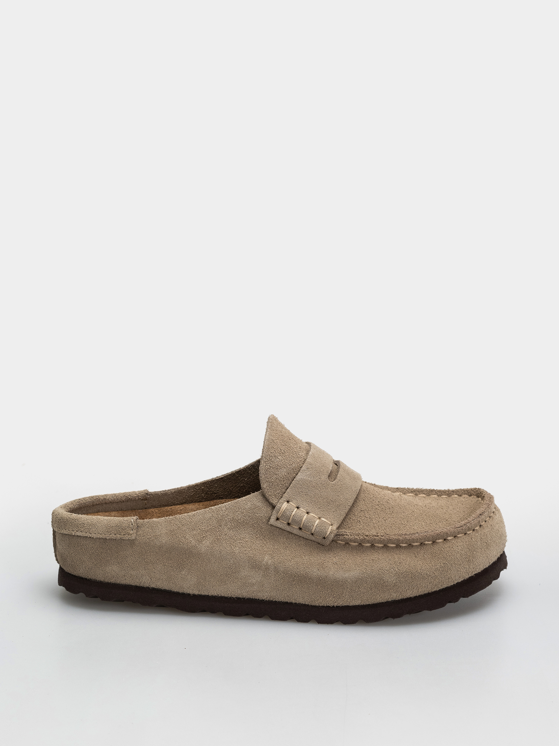 u0160u013eapky Birkenstock Naples Wrapped Suede Leather Narrow (taupe)