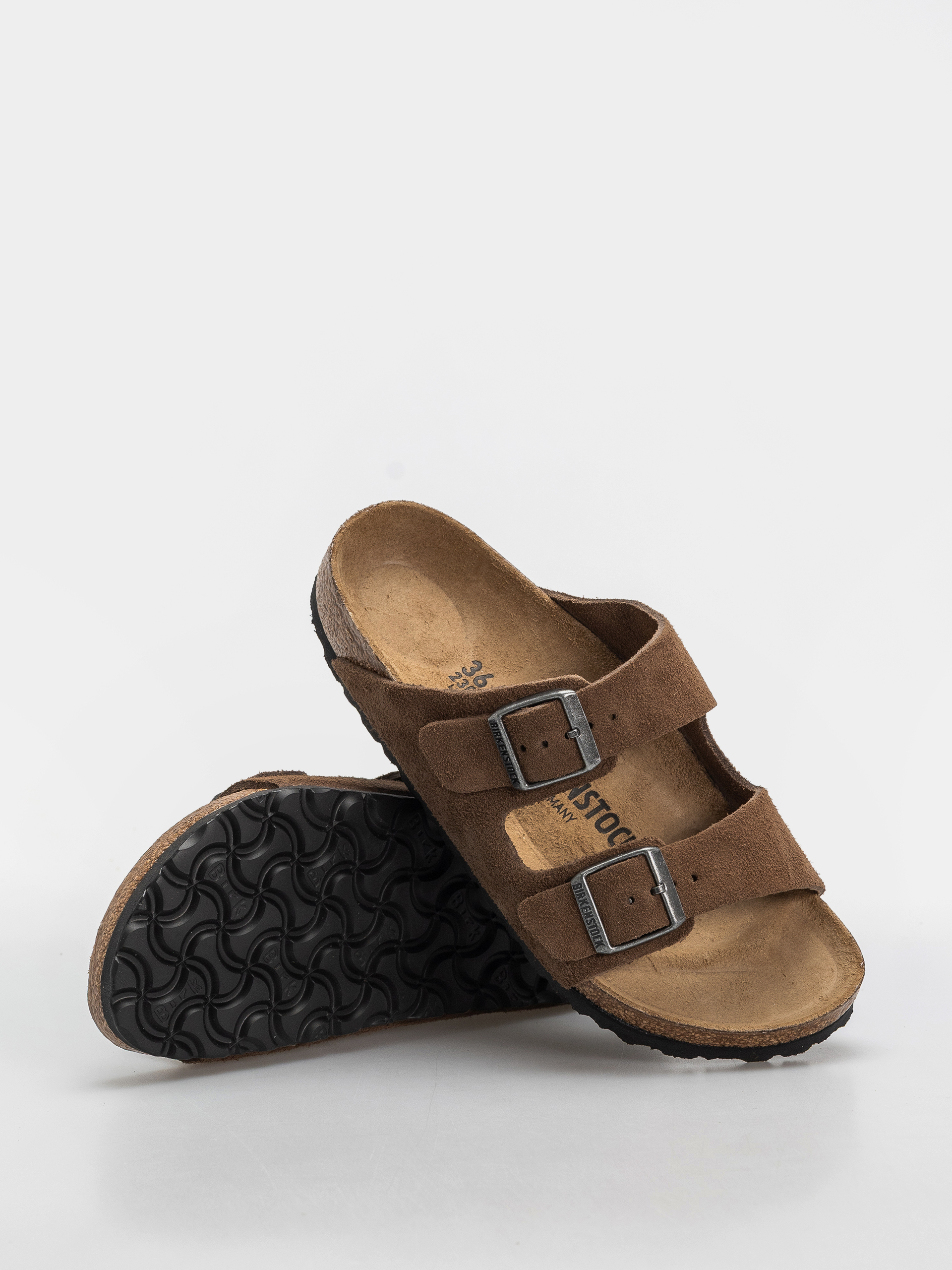 Šľapky Birkenstock Arizona Suede Leather Narrow (dark tea)