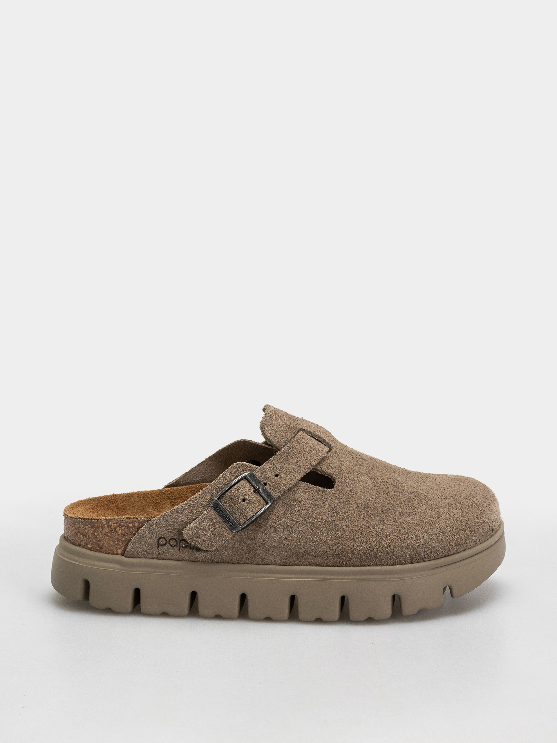 Šľapky Birkenstock Boston Chunky Suede Leather Narrow Wmn (taupe)