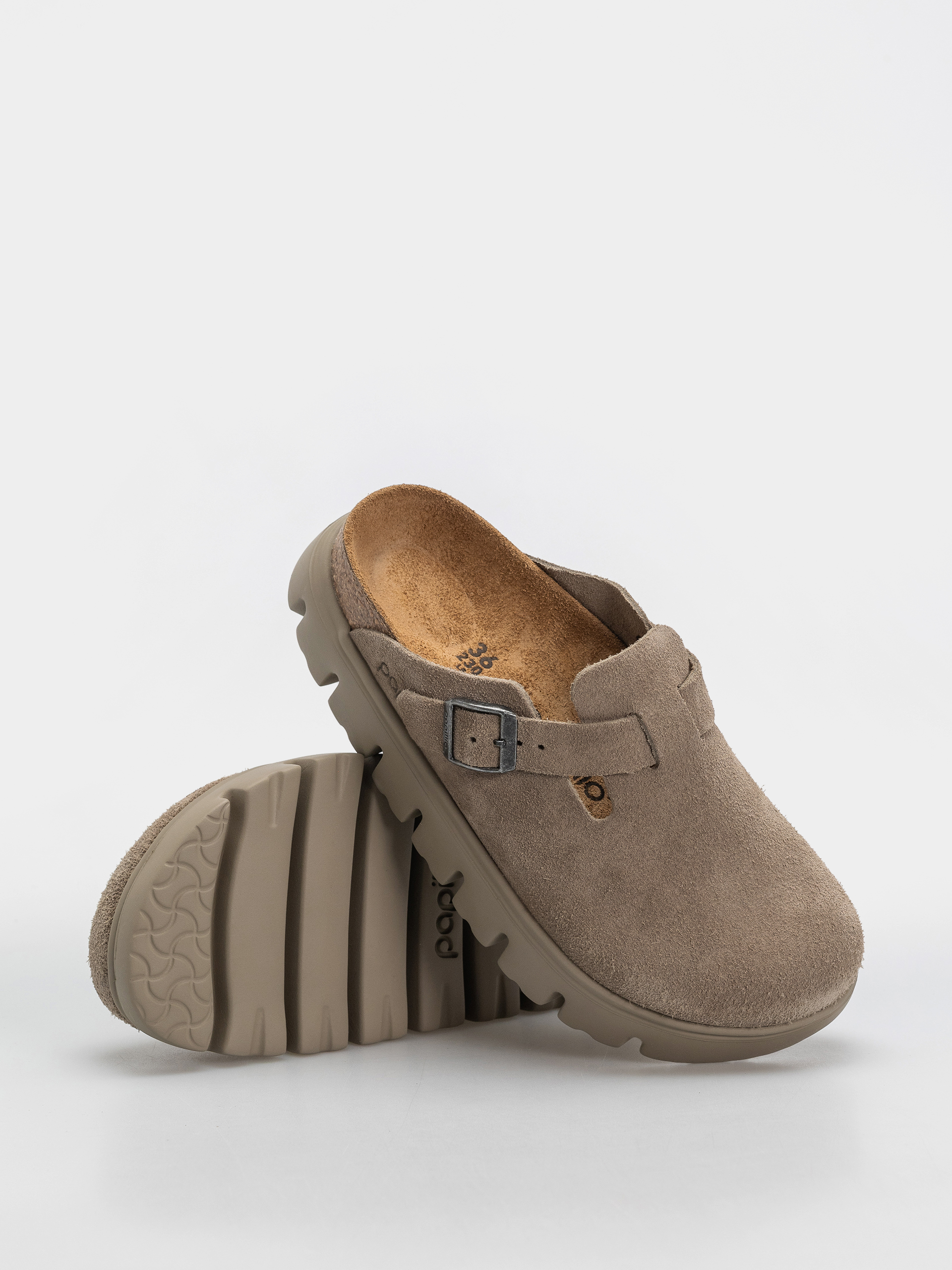 Šľapky Birkenstock Boston Chunky Suede Leather Narrow Wmn (taupe)