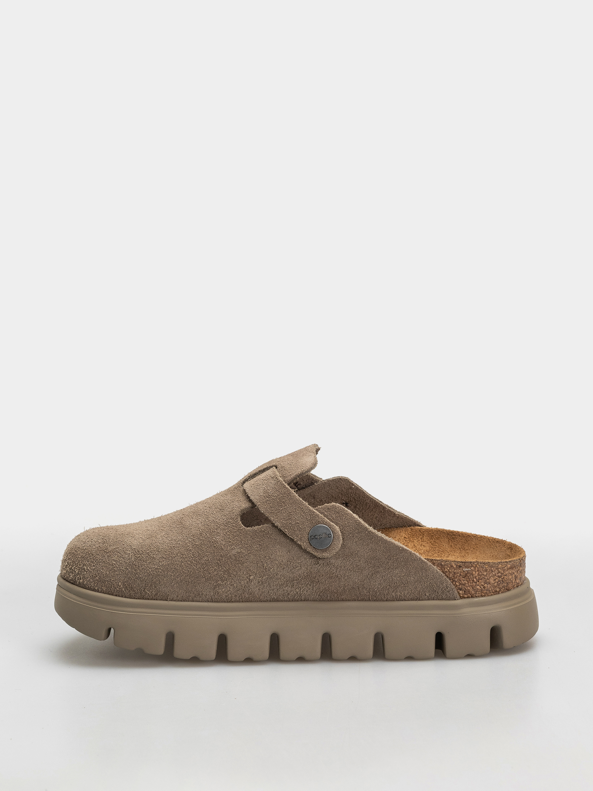 Šľapky Birkenstock Boston Chunky Suede Leather Narrow Wmn (taupe)