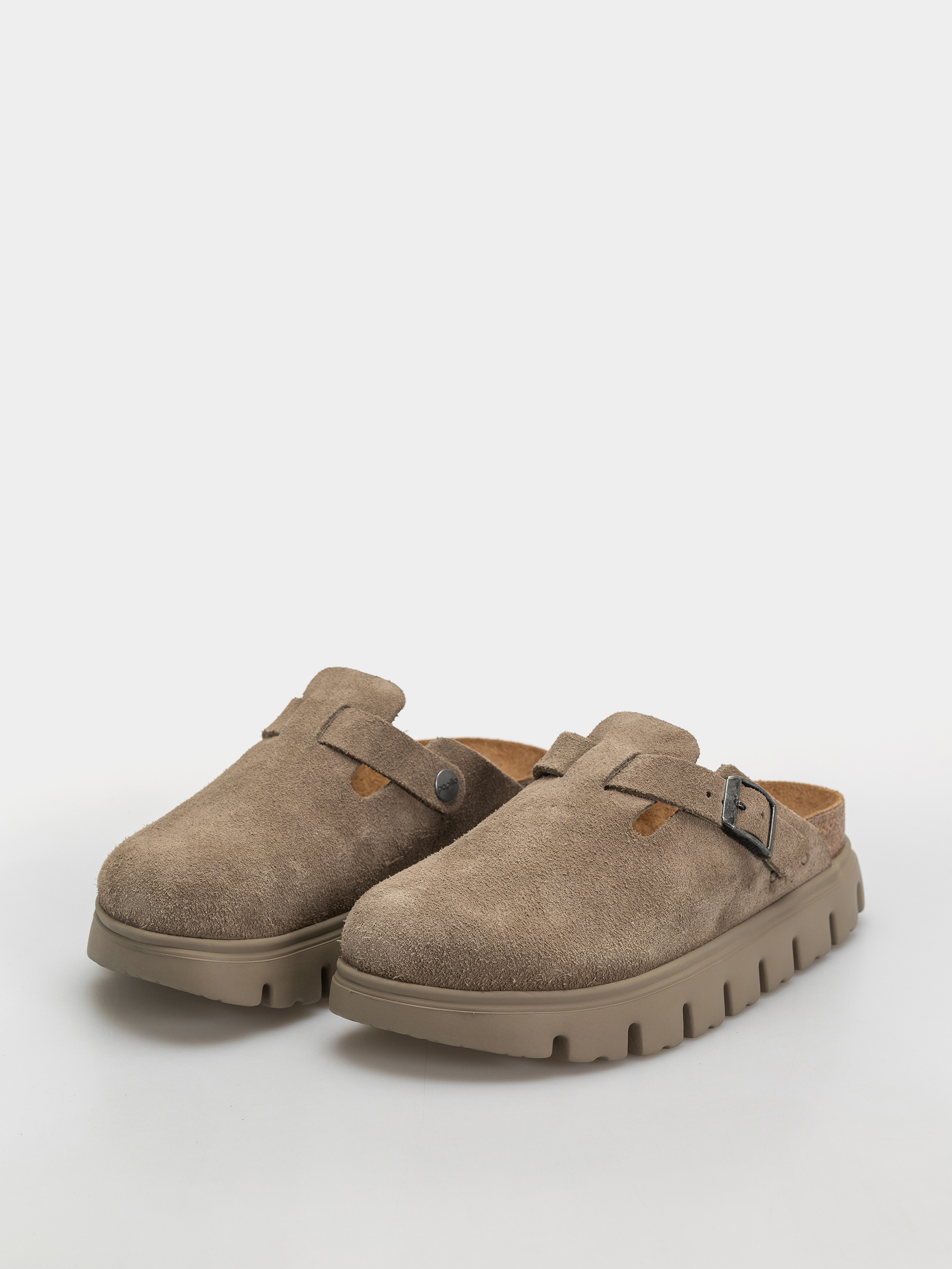Šľapky Birkenstock Boston Chunky Suede Leather Narrow Wmn (taupe)