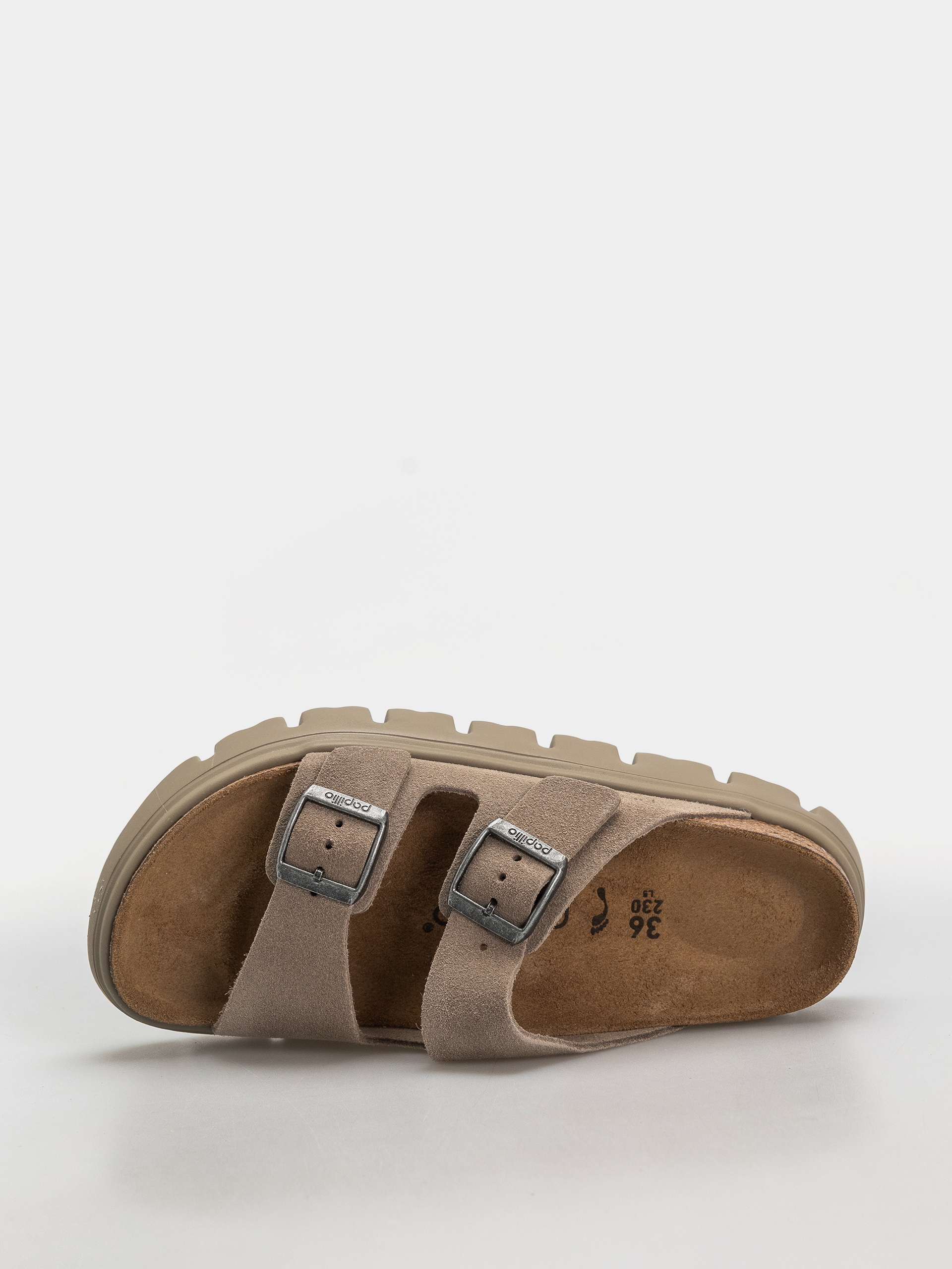 Šľapky Birkenstock Arizona Chunky Suede Leather Narrow Wmn (taupe tonal)