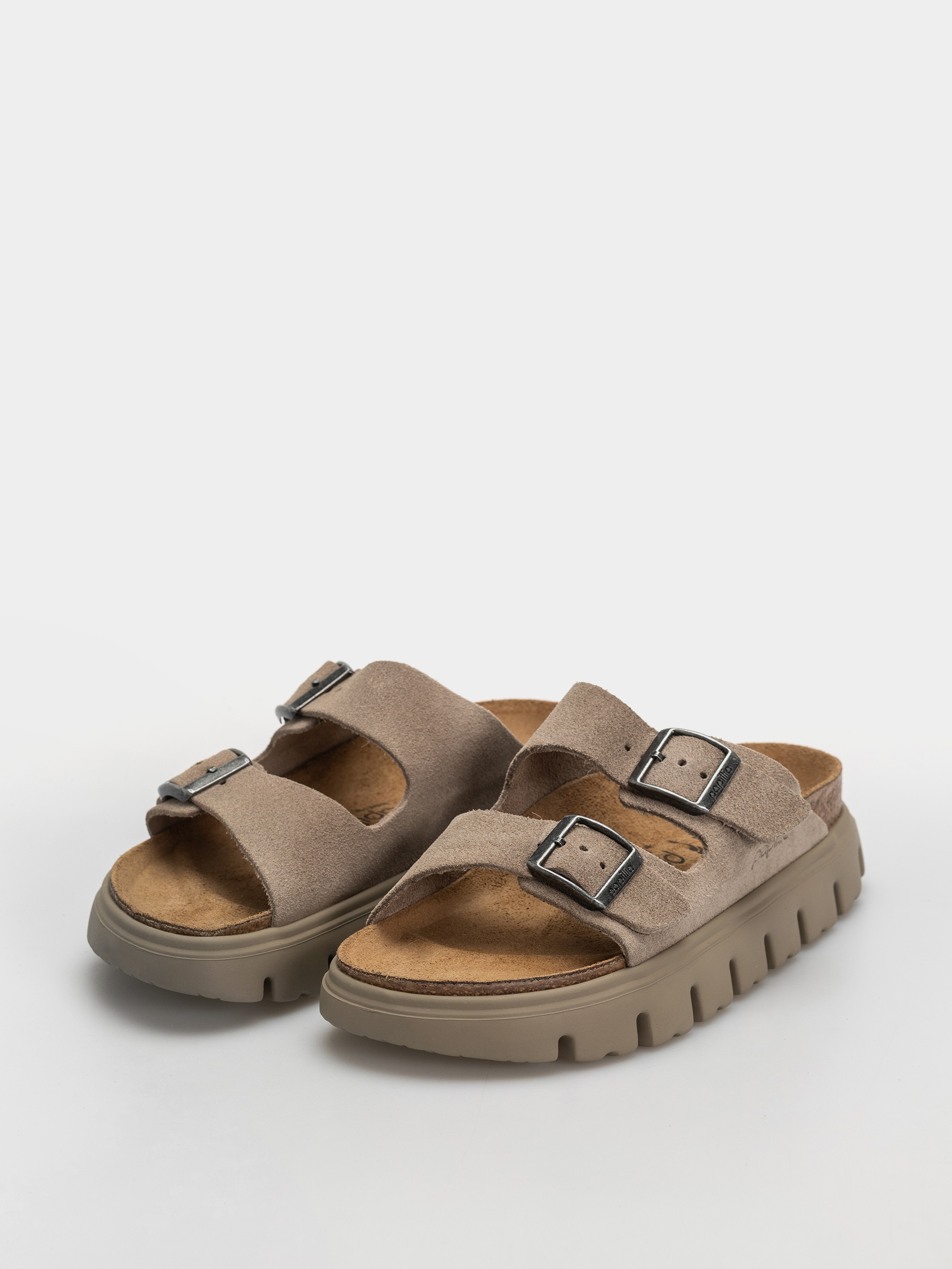 Šľapky Birkenstock Arizona Chunky Suede Leather Narrow Wmn (taupe tonal)