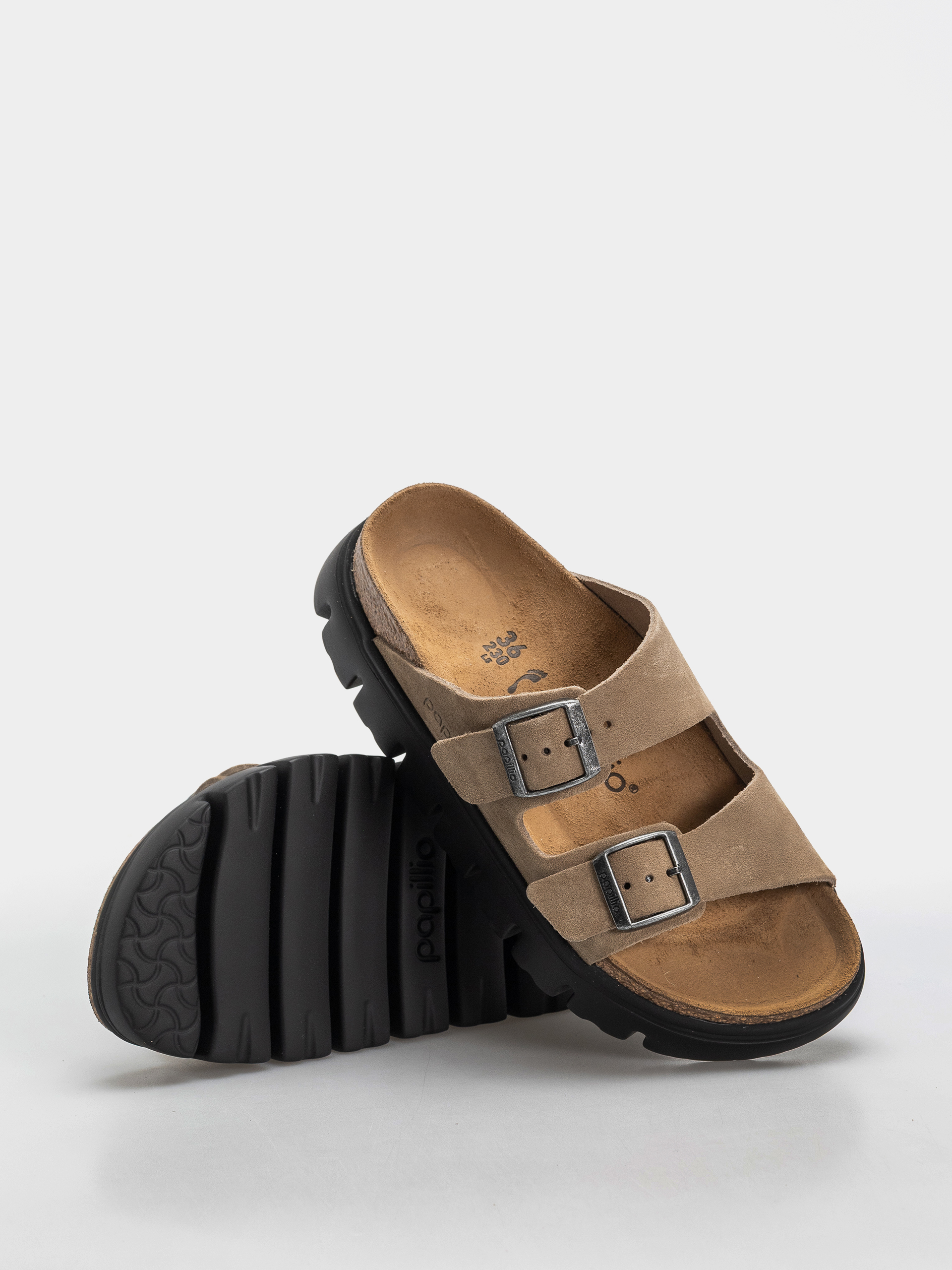 Šľapky Birkenstock Arizona Chunky Suede Leather Narrow Wmn (gray taupe)