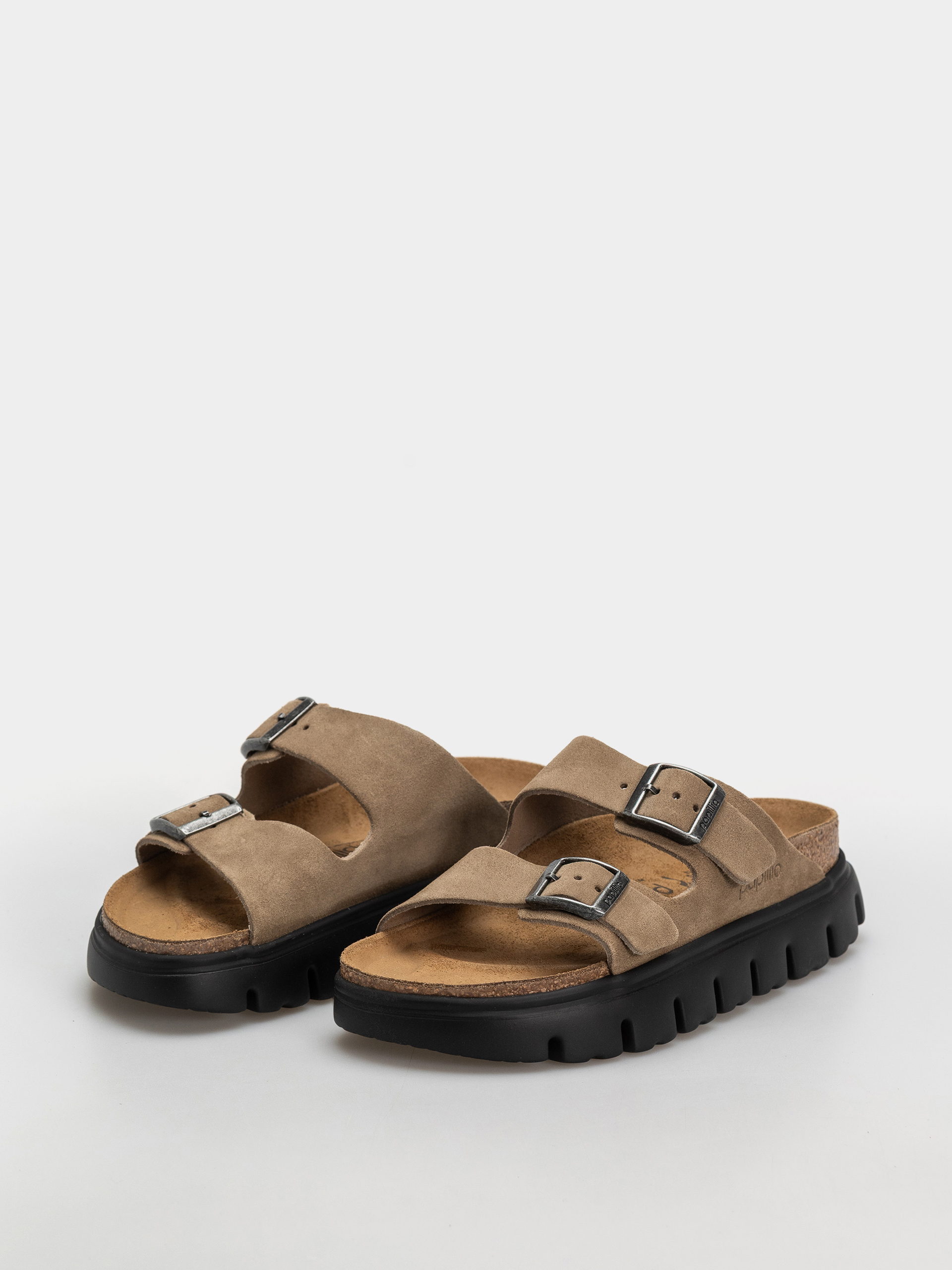 Šľapky Birkenstock Arizona Chunky Suede Leather Narrow Wmn (gray taupe)