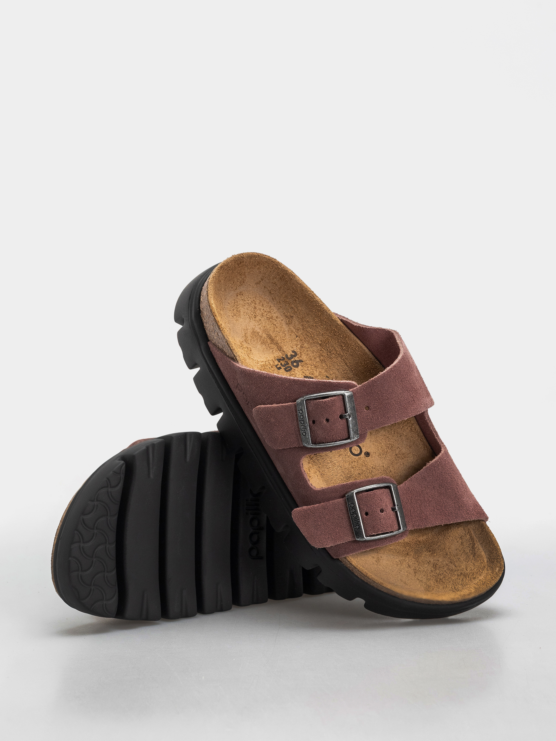Šľapky Birkenstock Arizona Chunky Suede Leather Narrow Wmn (pepper)