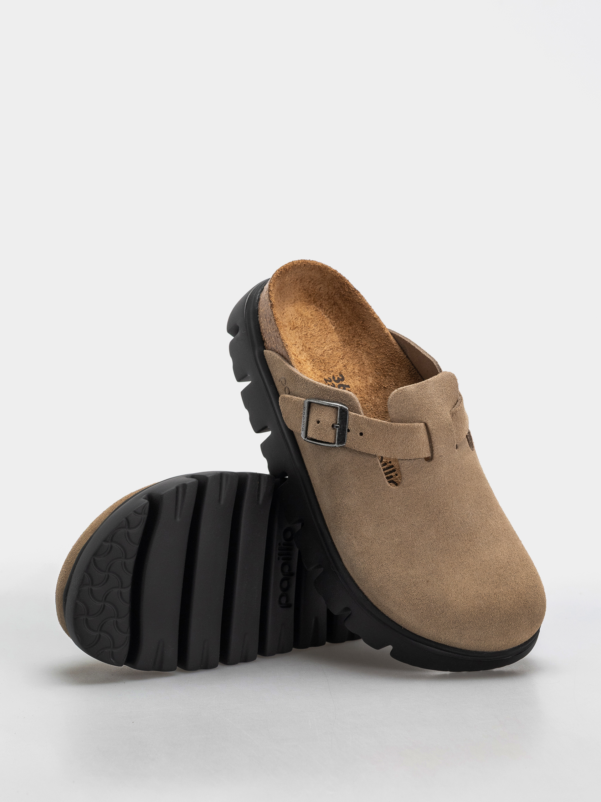 Šľapky Birkenstock Boston Chunky Suede Leather Narrow Wmn (gray taupe)