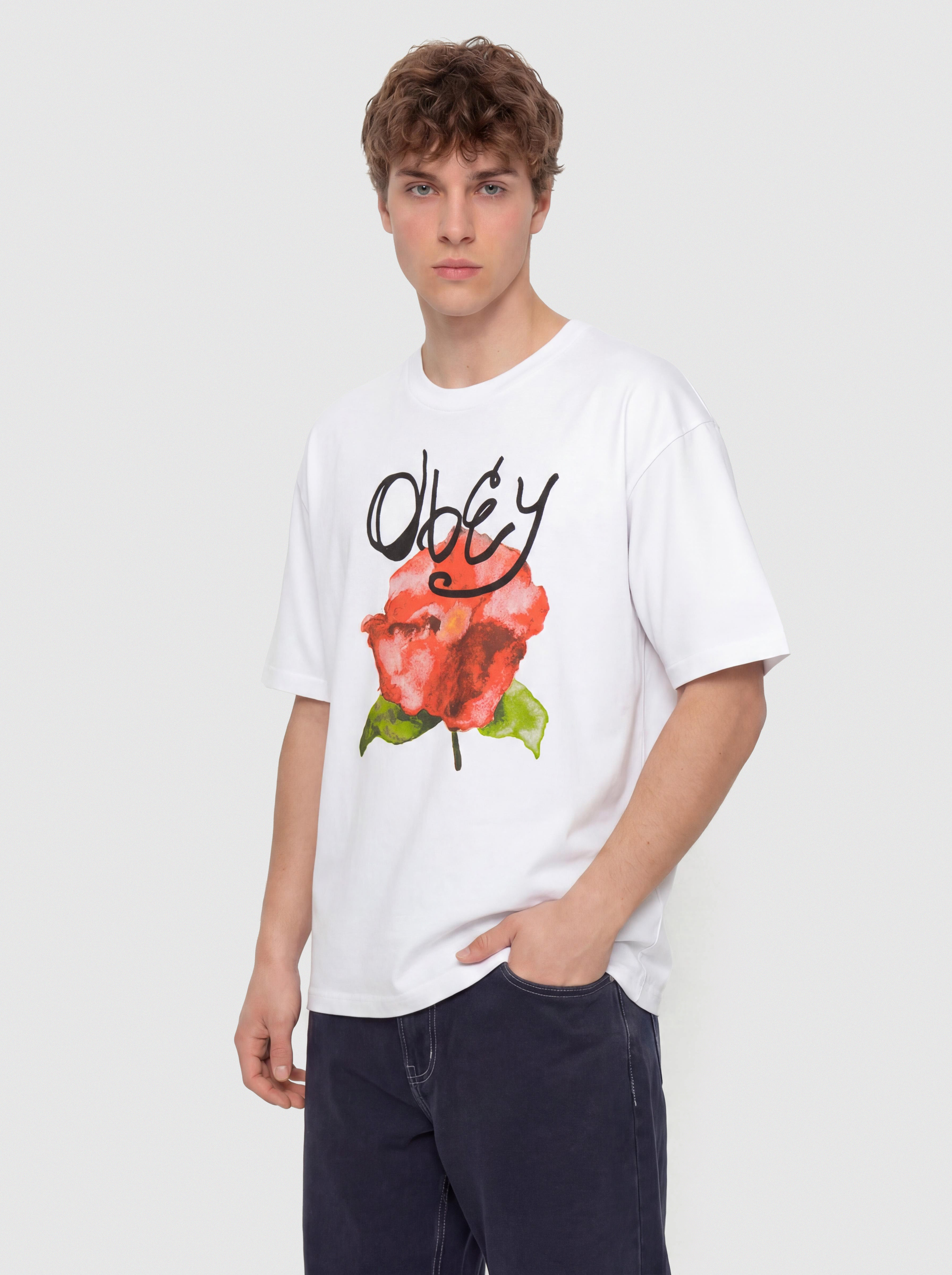 Tričko OBEY Watercolor Poppy (white)