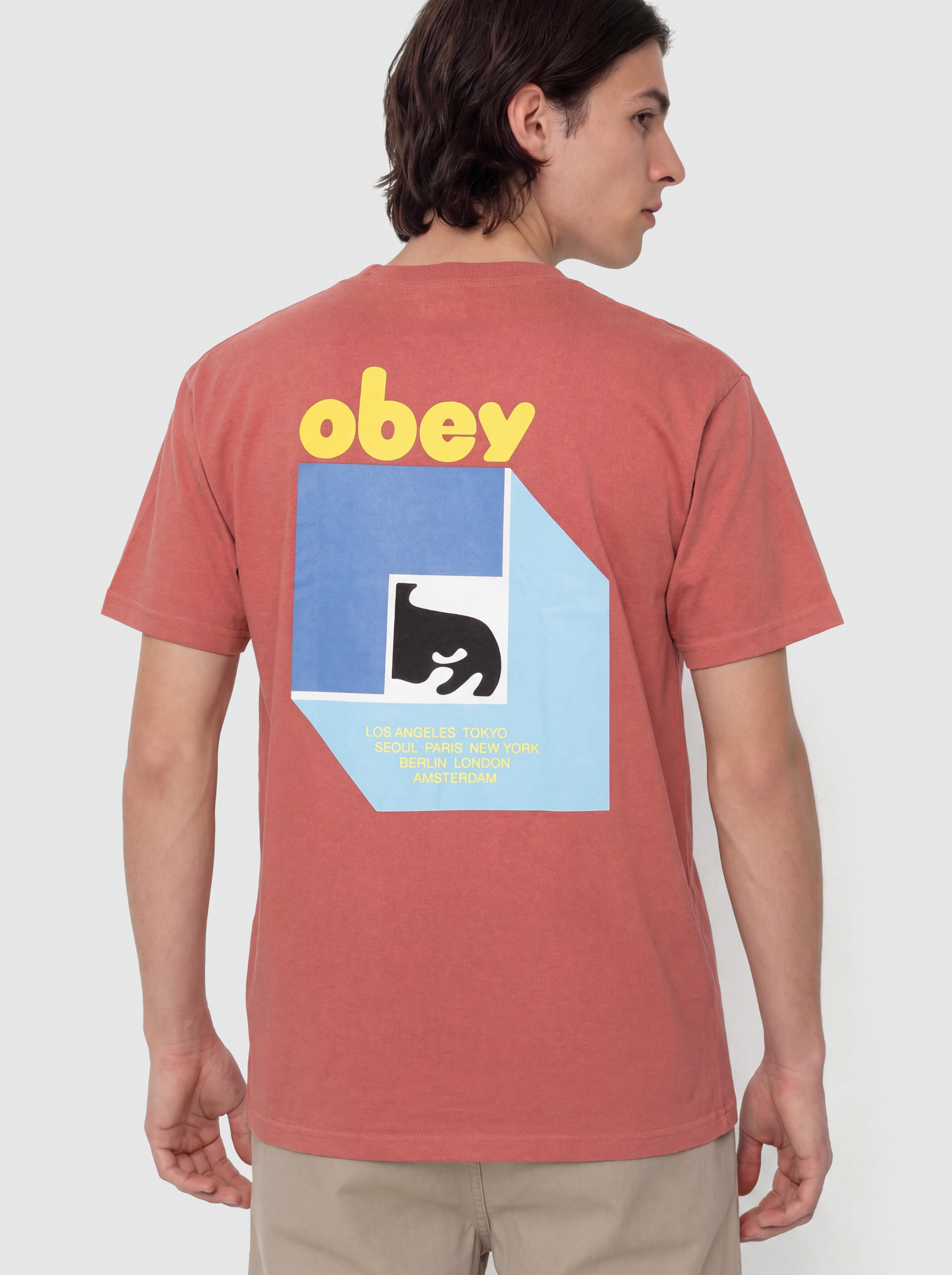 Tričko OBEY Peep Hole (mineral red)