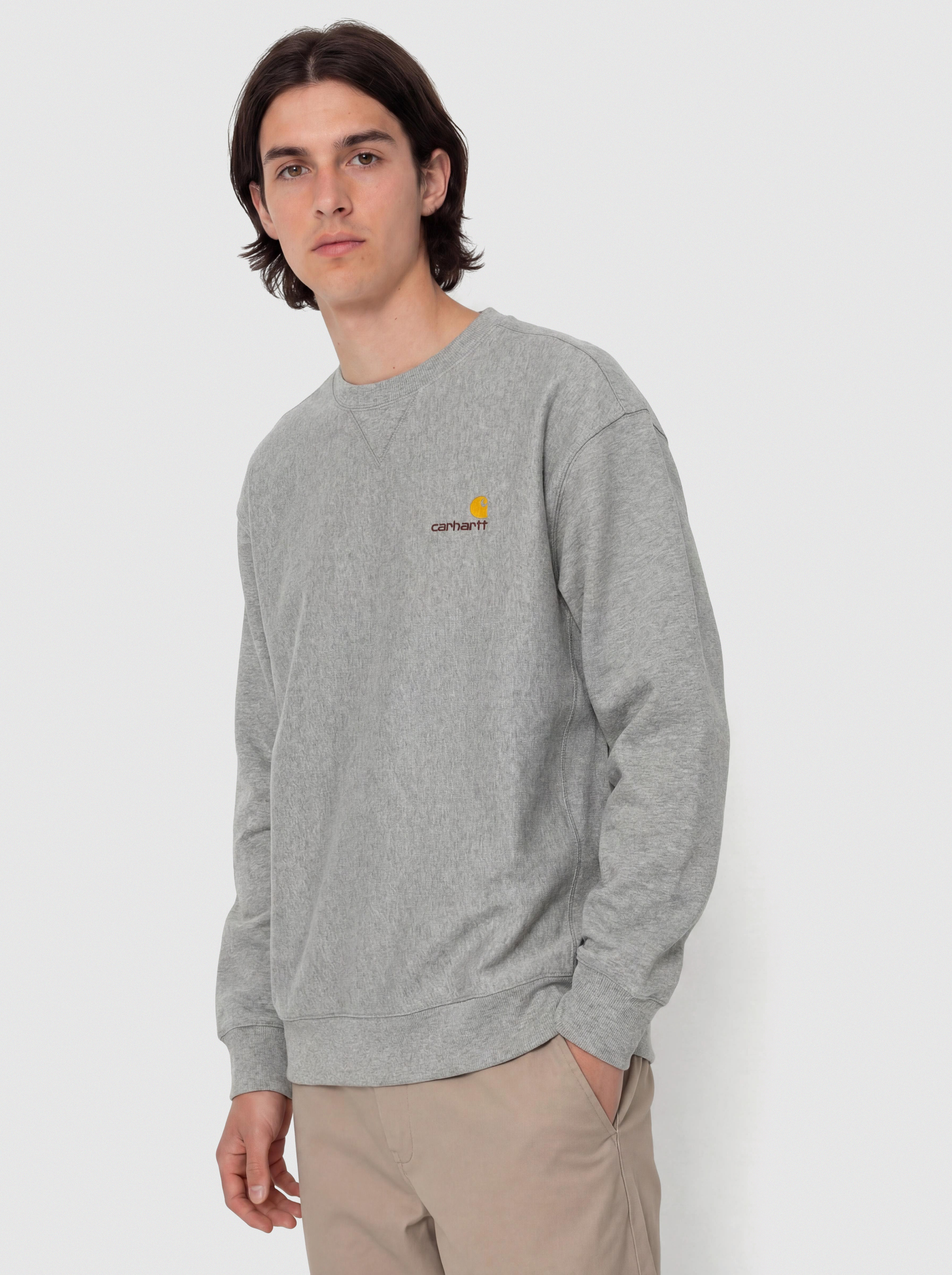 Mikina Carhartt WIP American Script (grey heather)