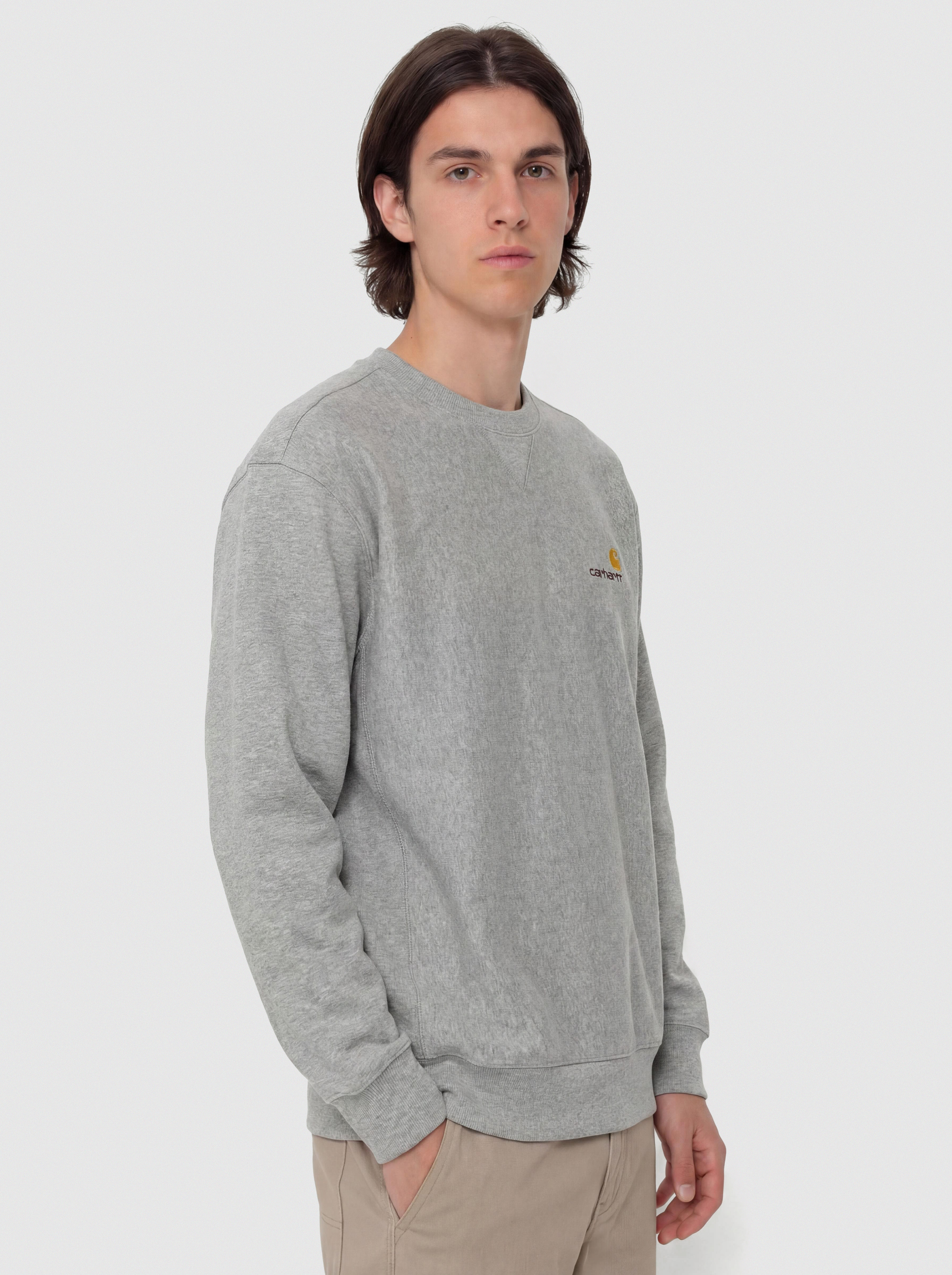 Mikina Carhartt WIP American Script (grey heather)