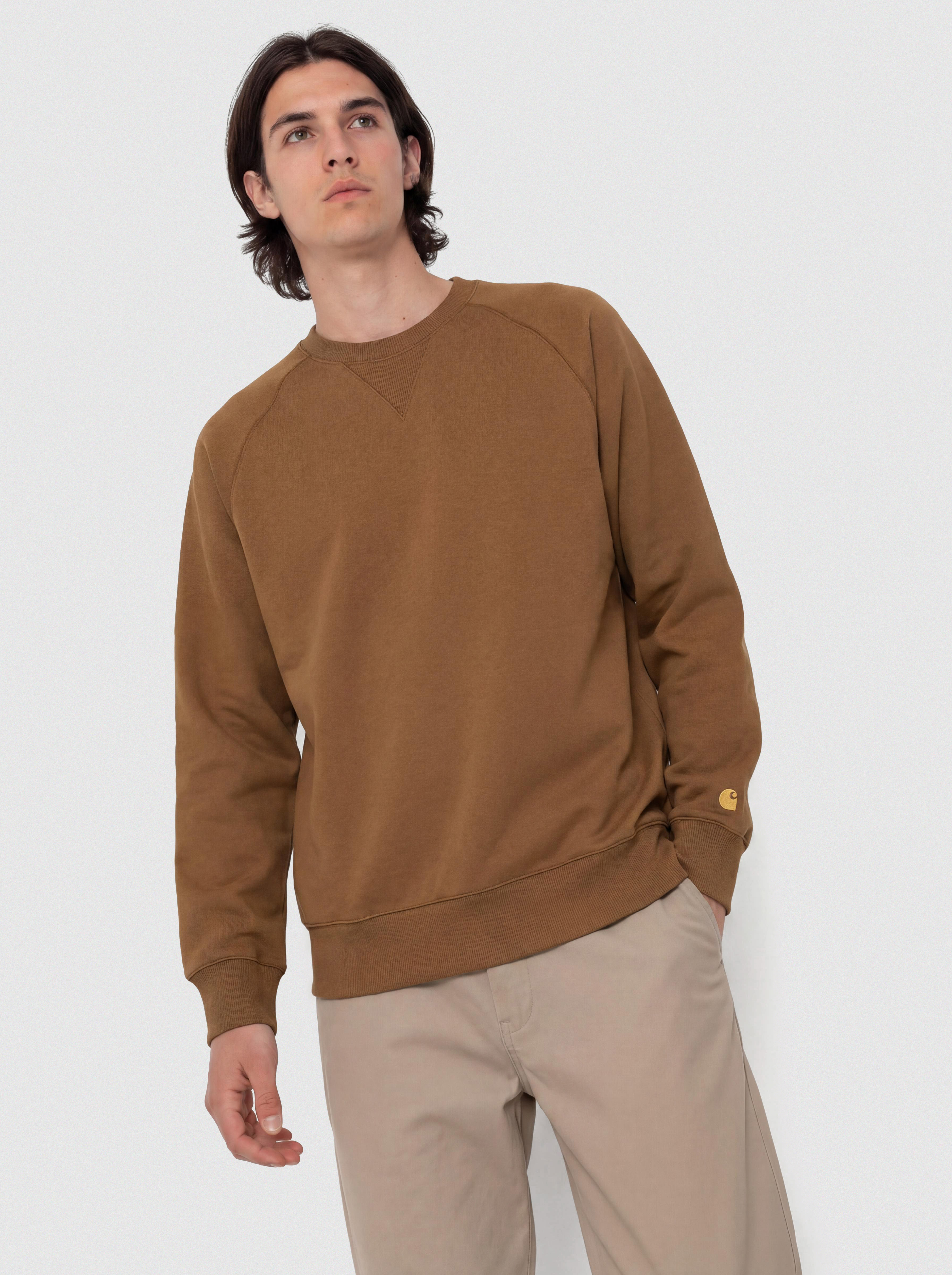 Mikina Carhartt WIP Chase (hamilton brown/gold)