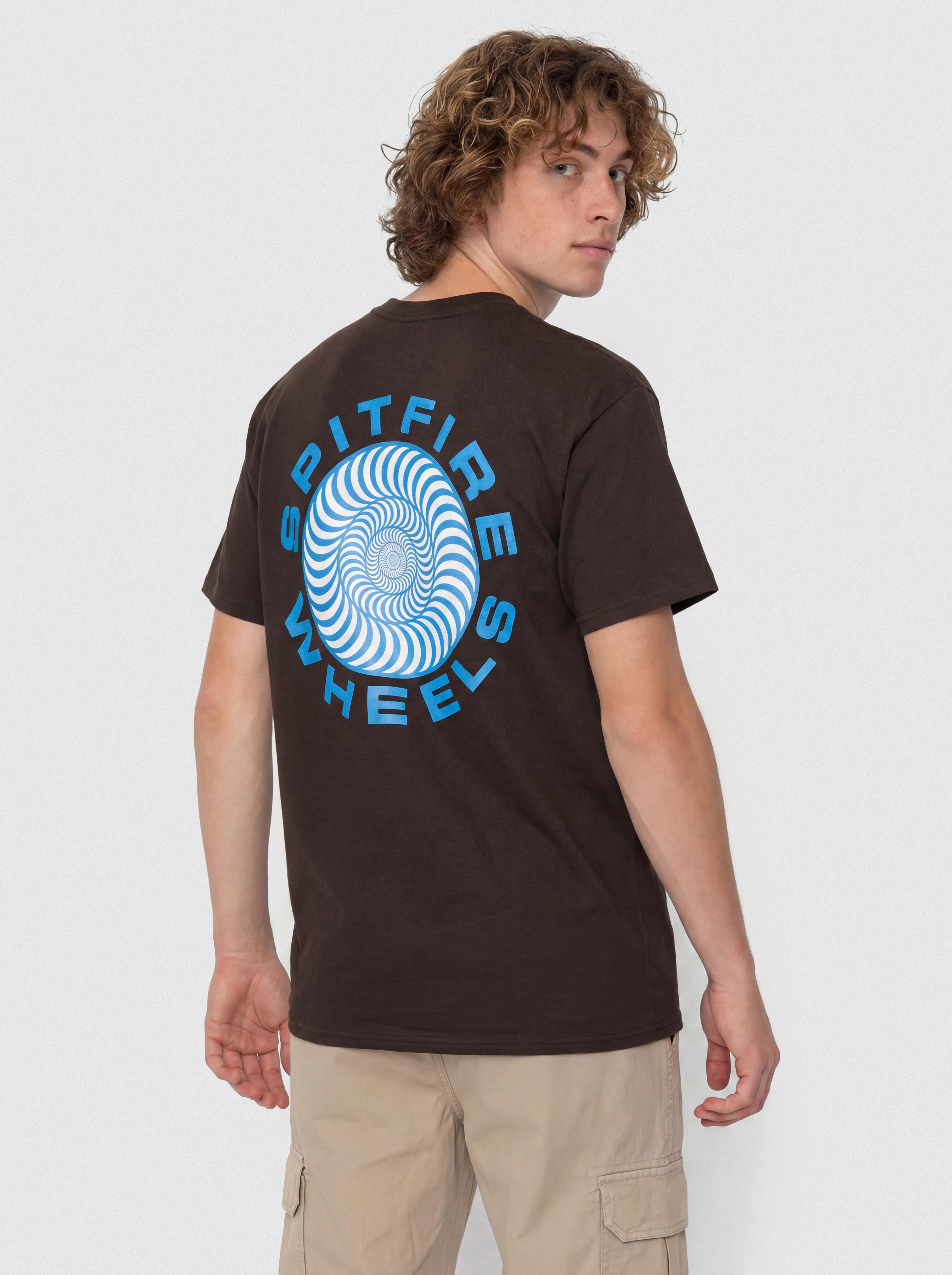 Tričko Spitfire Classic '87 Swirl Fill (dark chocolate with blue & white prints)