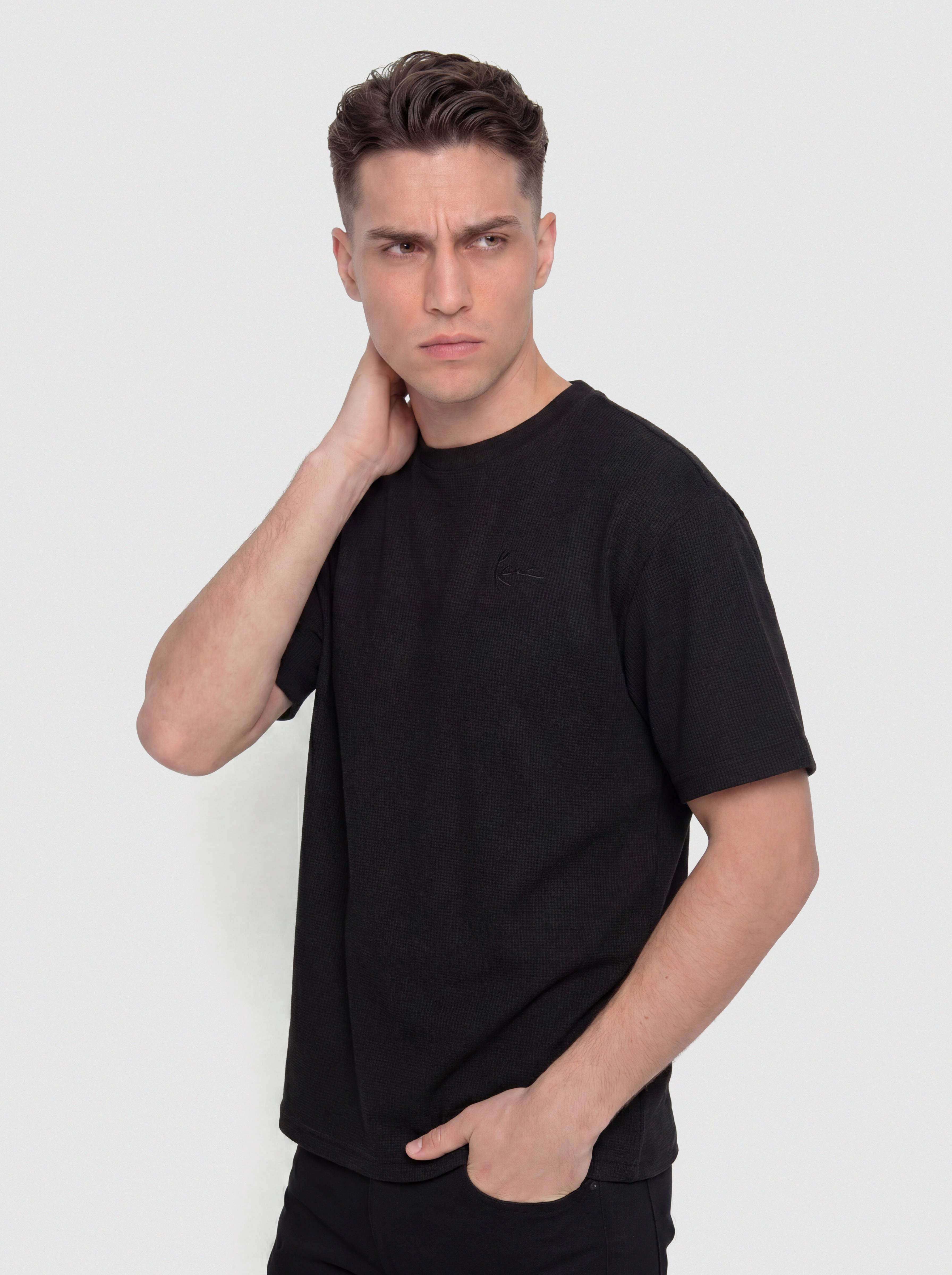 Tričko Karl Kani Signature Waffle Oversized (black)