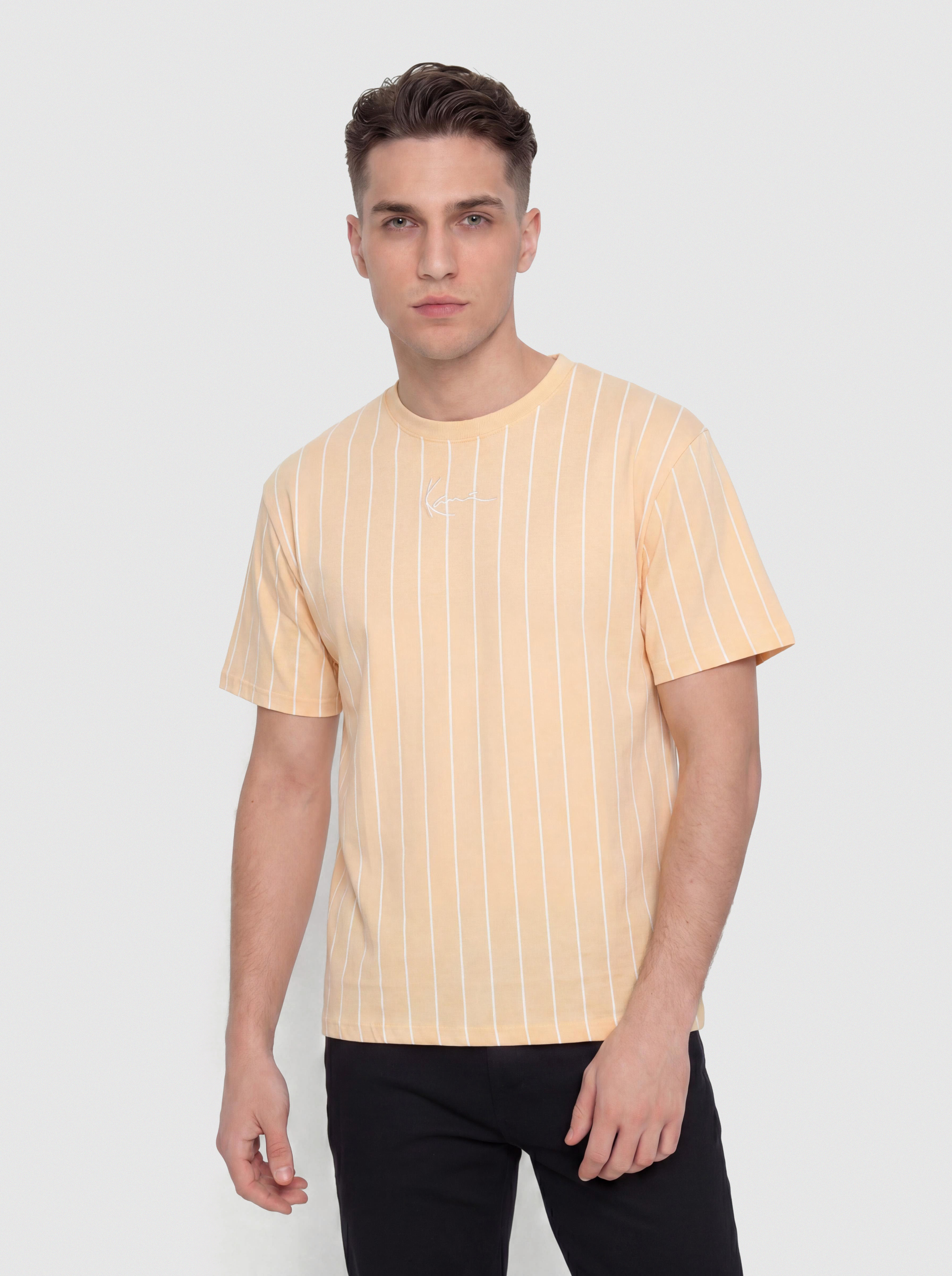 Tričko Karl Kani Small Signature Essential Pinstripe (orange)