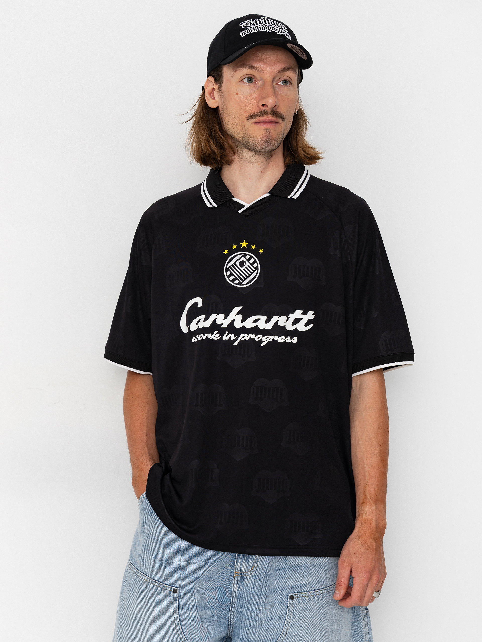 Tričko Carhartt WIP Terrace Football (heart train jacquard black)
