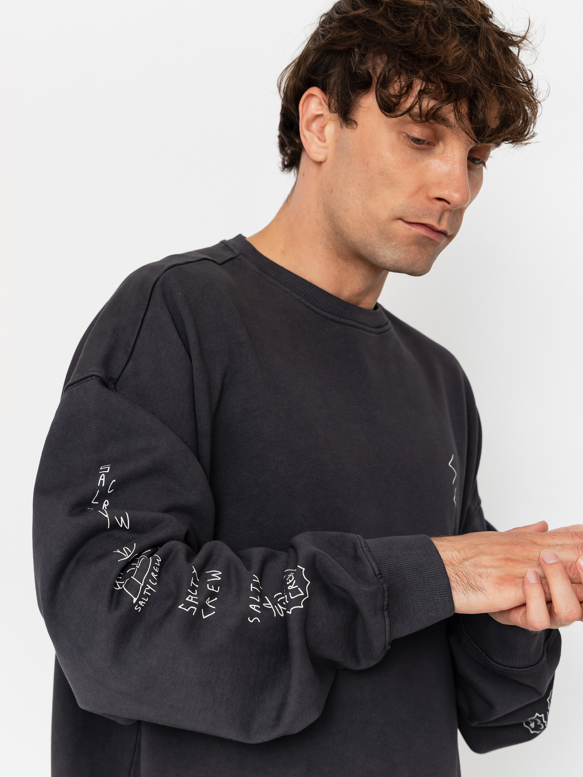 Mikina Salty Crew Reel Lb Crewneck (pirate black)
