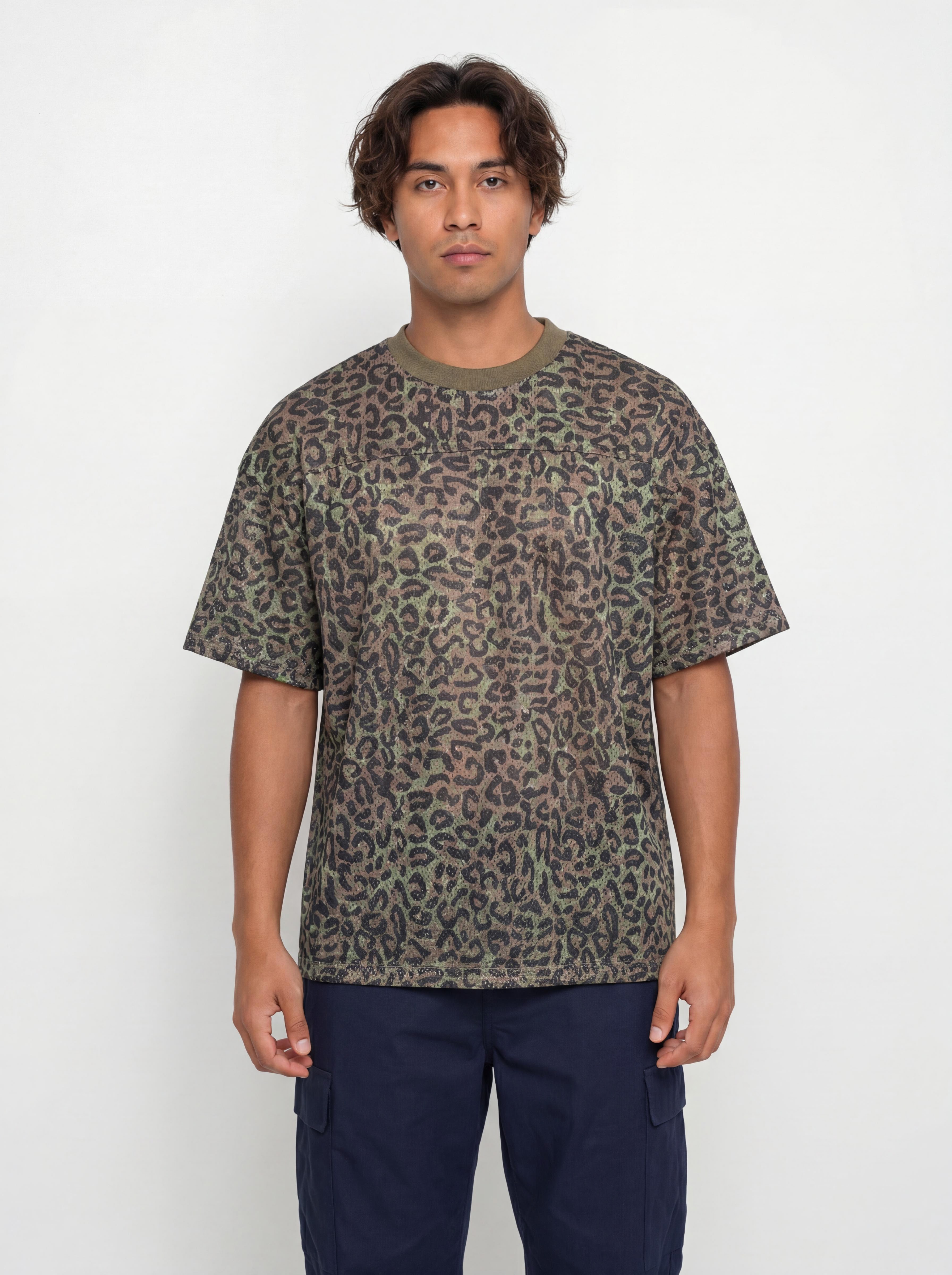 Tričko Wasted Paris Cheetah Mesh Boxy (olive khaki camo)