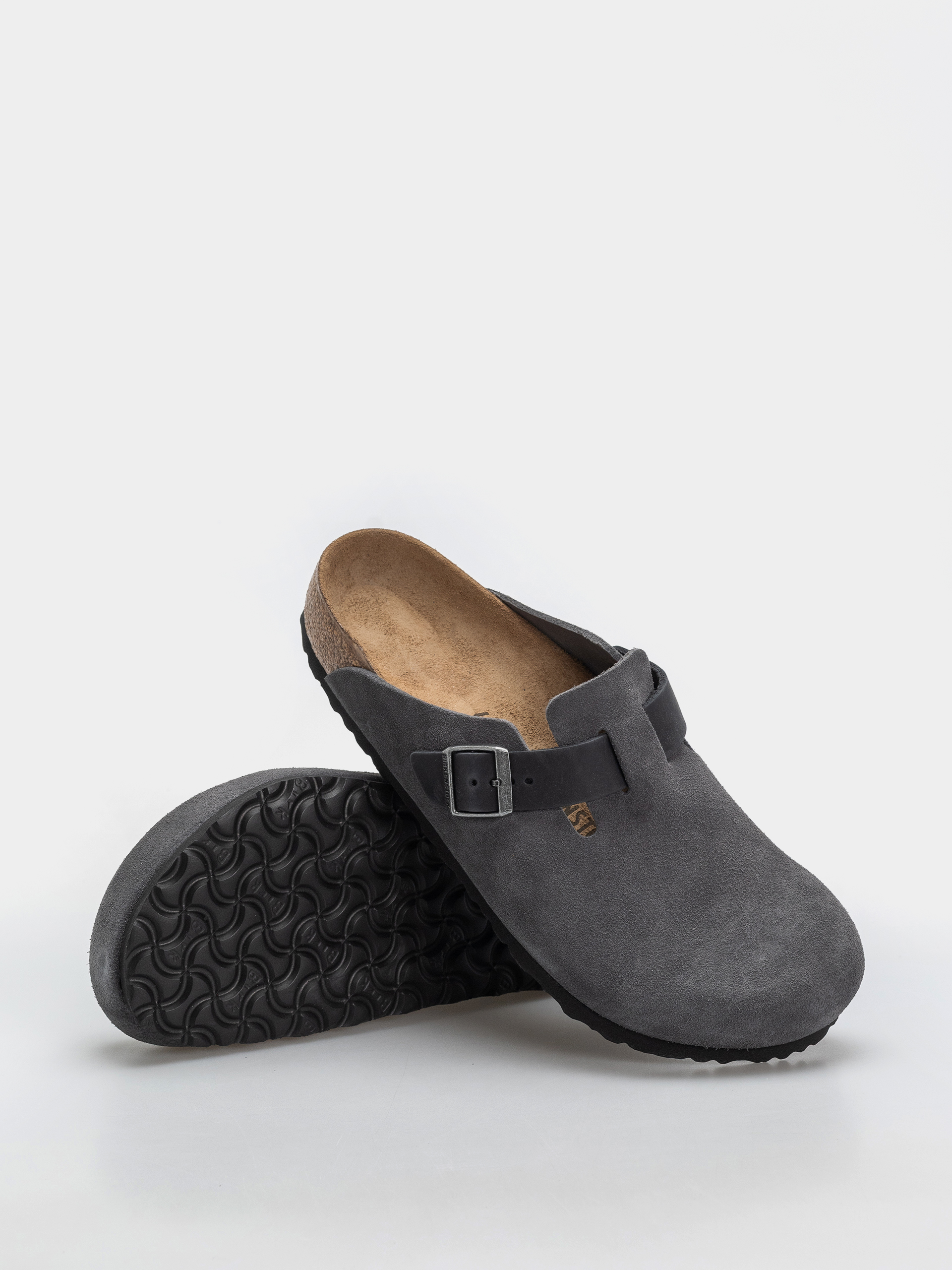 Šľapky Birkenstock Boston Mixed Leather Regular (charcoal)