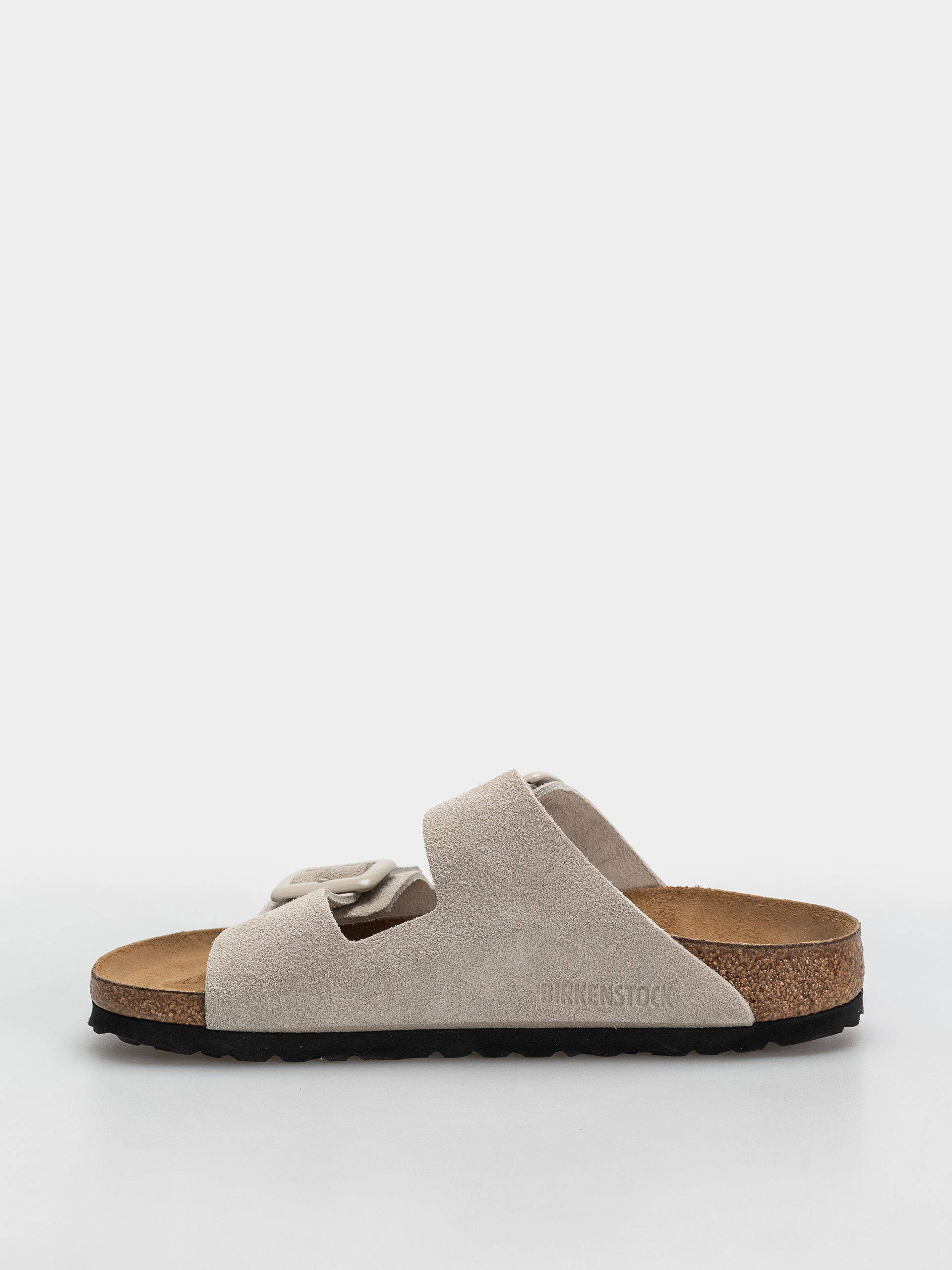 Šľapky Birkenstock Arizona Suede Leather Cushion Buckle Narrow Wmn (oyster)