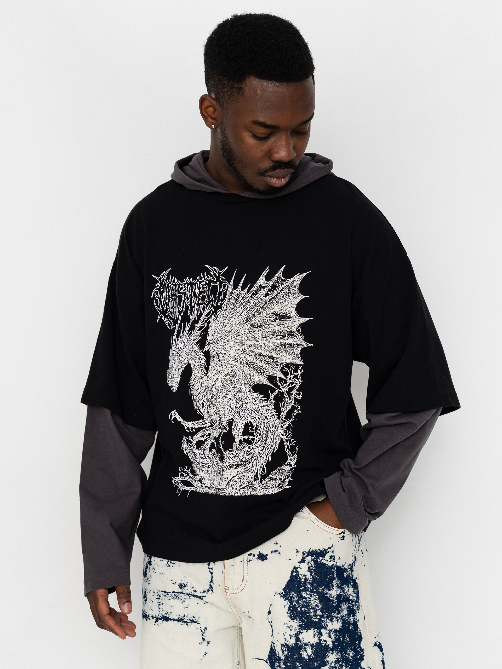 Mikina s kapucňou Wasted Paris Balaur Age HD (black/old black)
