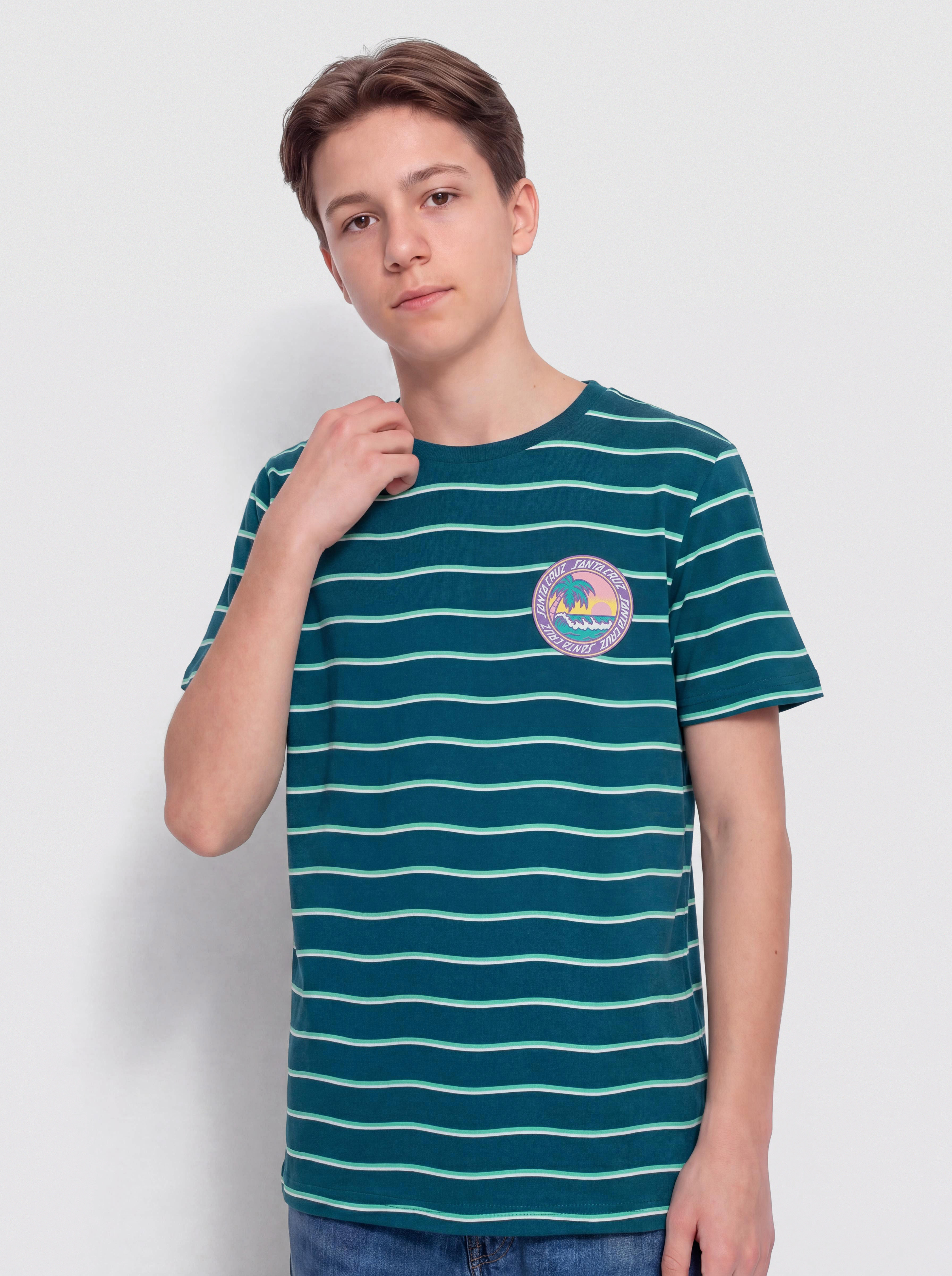 Tričko Santa Cruz Paradise Break JR (tidal teal wave stripe)
